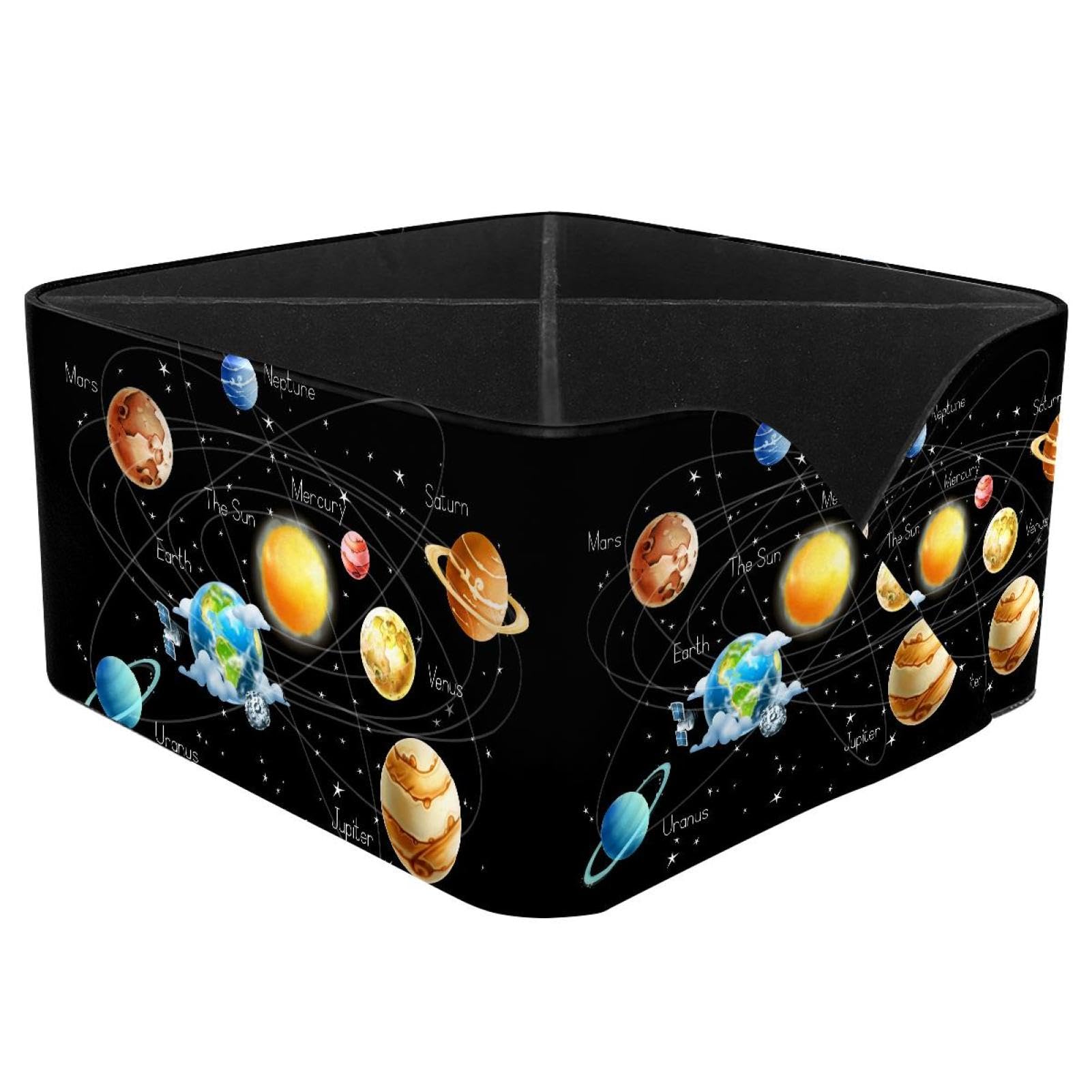KengjuTesu Planets in Universe Desktop Organizer Pen Holder, Rectangular Pencil Cup for Office, Study and Makeup Stations