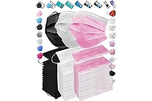 150 PCS 3-Ply Disposable Face Masks in Black and White