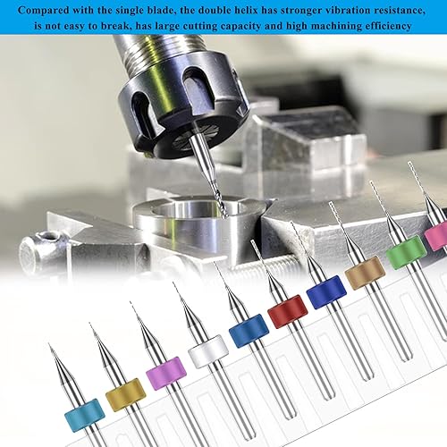 Vista 10 de Juego de 50 brocas micro para Dremel, flauta espiral de 0.012 in-0.047 in de carburo de acero de tungsteno, mini brocas para placa de circuito