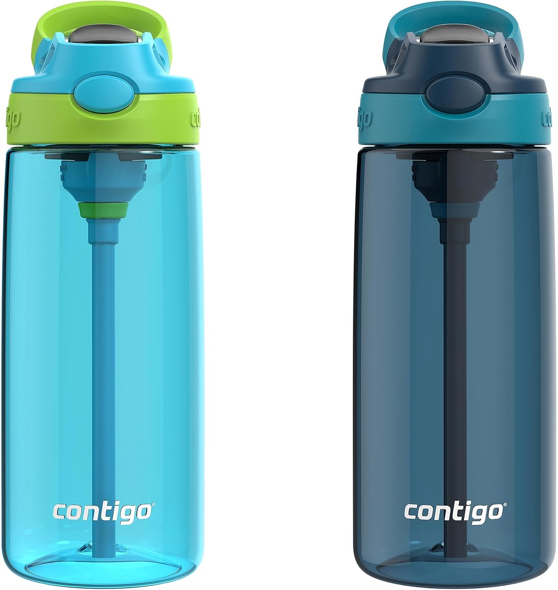 Contigo Kids 20oz 2-Pack Aubrey Water Bottles with Cleanable Silicone Straw Spill-Proof Lid Dishwasher Safe Blue Raspberry/Cool Lime & Blueberry/Juniper BPA-free : Everything Else