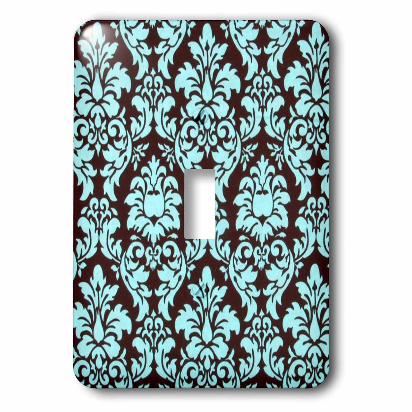 Interrupteur à bascule simple damassé turquoise et marron 3dRose lsp_60558_1