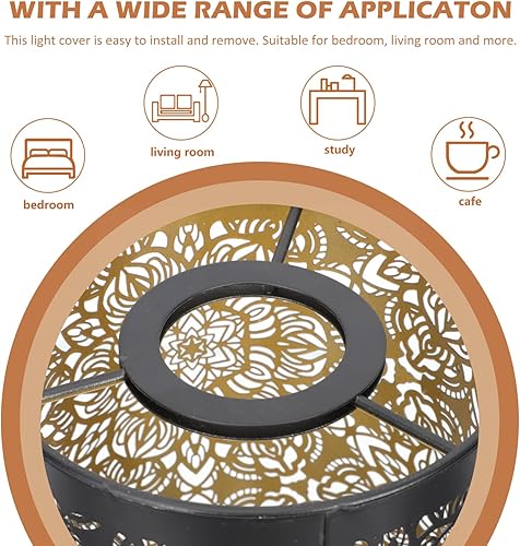 Miniatura 4 de KALLORY Persianas de metal talladas huecas de hierro para lámpara de pared, estilo moderno, decoración de lámpara para lámpara de pared, tallada en