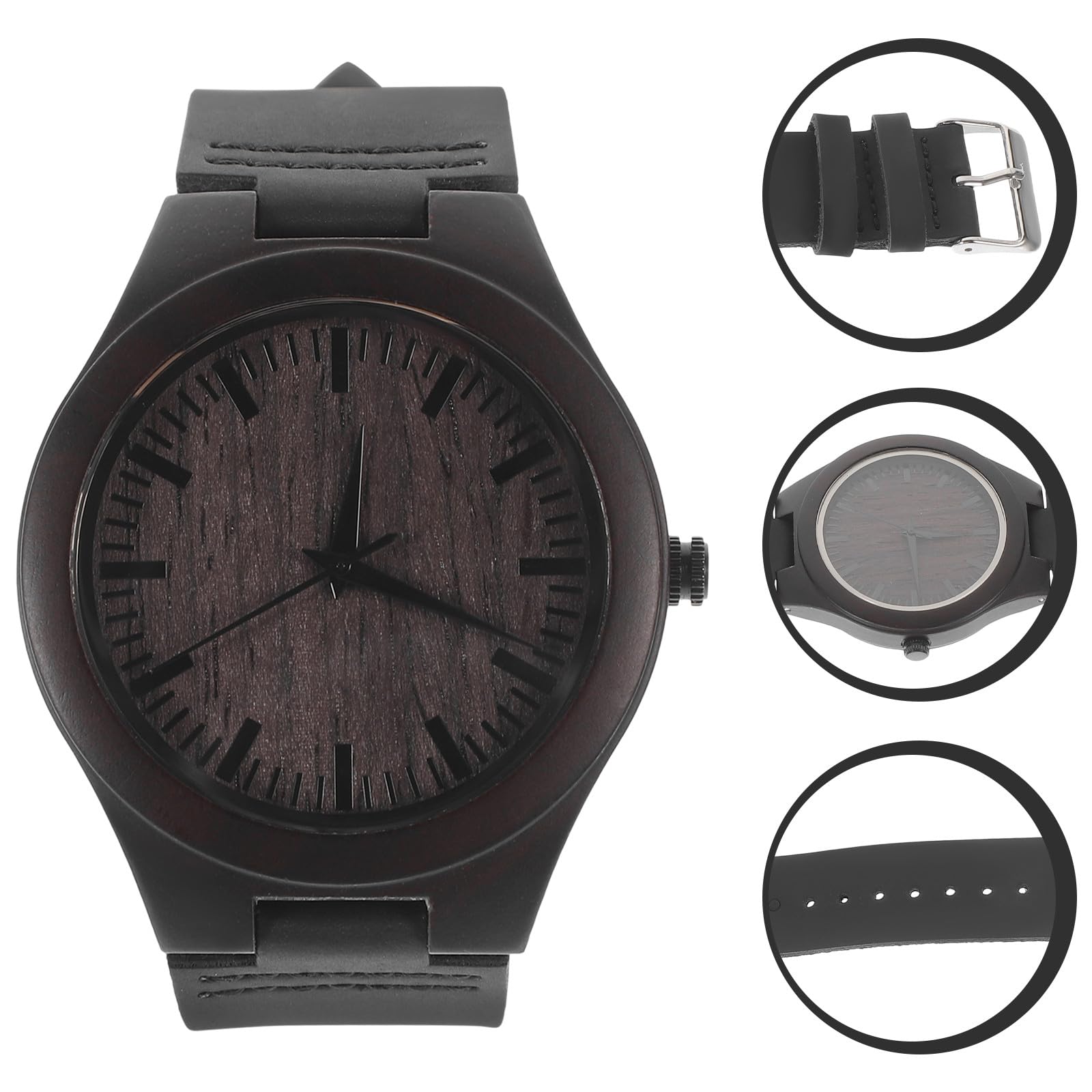 Ciieeo Reloj de Madera Natural para Hombre Cuarzo Preciso Correa Ligera de Madera Ecológica Diseño Casual Cómodo Regalo para Esposo y Padre