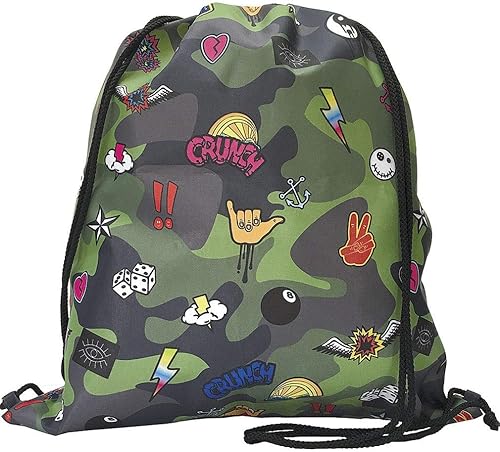 iscream Mochila de lona resistente con cordón de 17 x 20 pulgadas para diversión y viajes, colección audaz y brillante, Crazy Camo, Casual