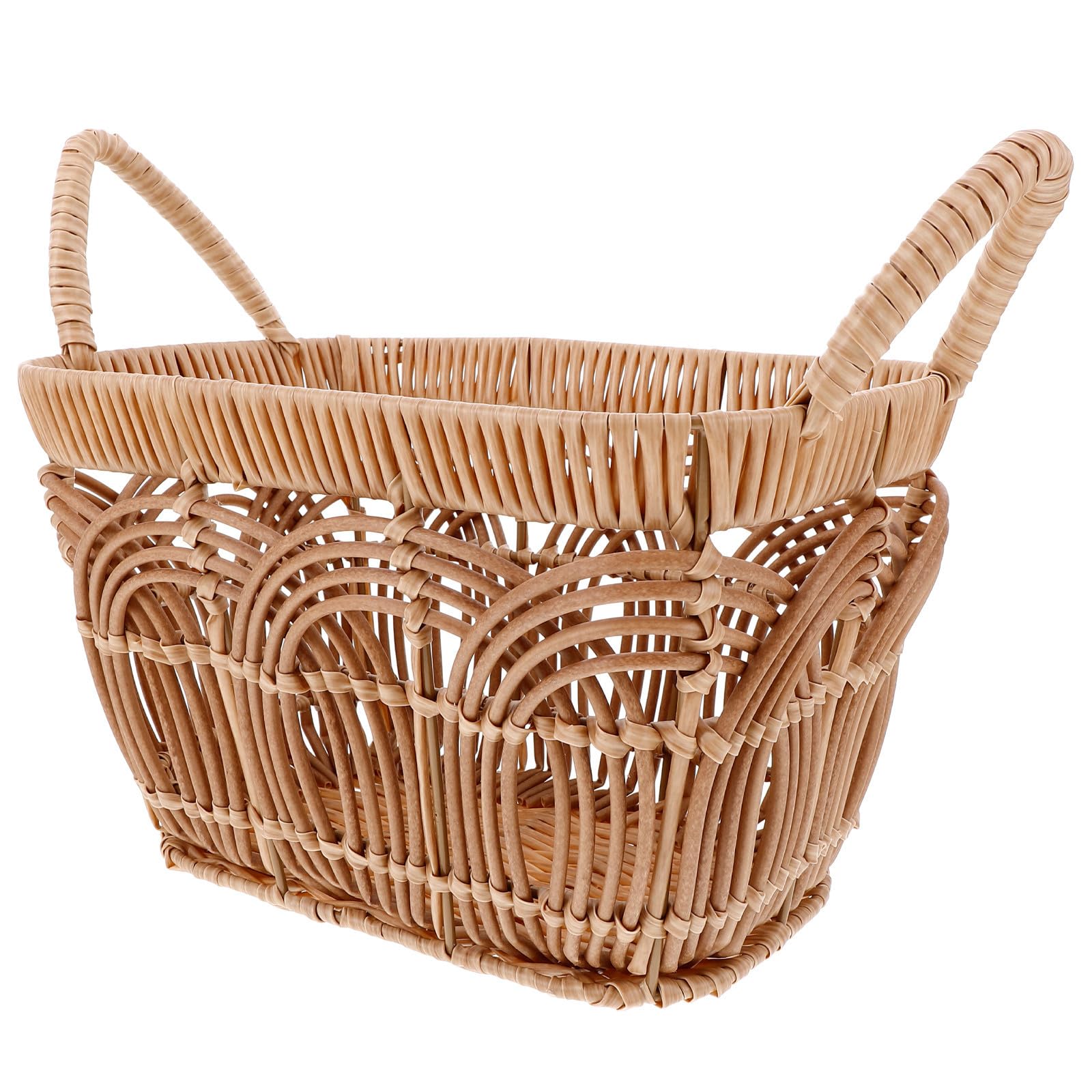 Cesta de bambú marrón con asa ideal para organizar el hogar y decorar tu entrada