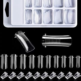 Kalolary Full Cover Dual Nail System Form, 100PCS Clear Dual Forms UV Gel Acrylic Tips with 10PCS Poly Gel Quick Building Nail Tip Clip
