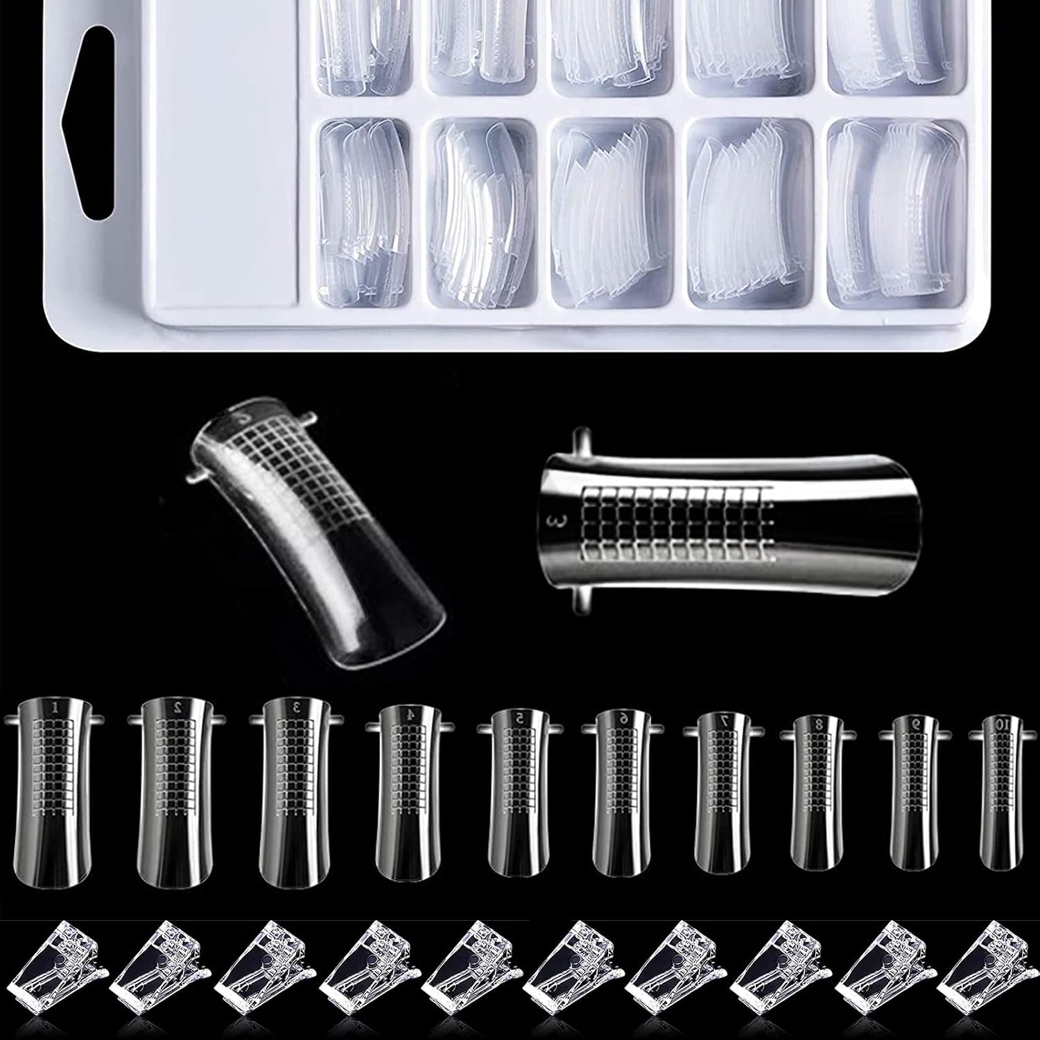 Kalolary Nail Forms for Builder Gel Nail Extension, Dual Forms for Polygel Acrylic Nails with Nail Tips Quick Building Poly Nail Gel, Dual Nail Forms Nails Molds Beginners Build Gel Nail Art Tools