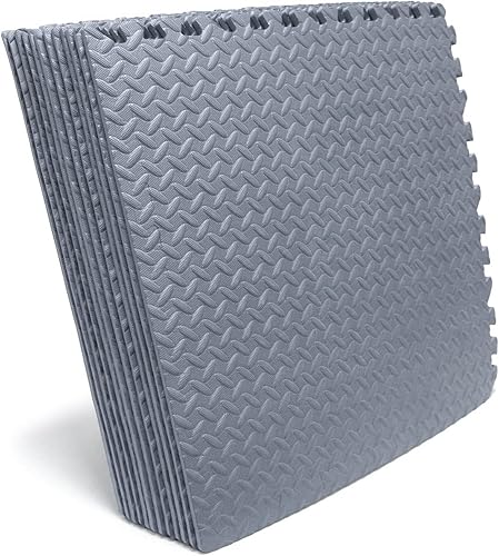 Vista 43 de HTTMT - Alfombra blanca 4 x (16 pies cuadrados) para gimnasio, 24 x 24 pulgadas, espuma EVA, ejercicio entrelazado, rompecabezas de fitness, tapete