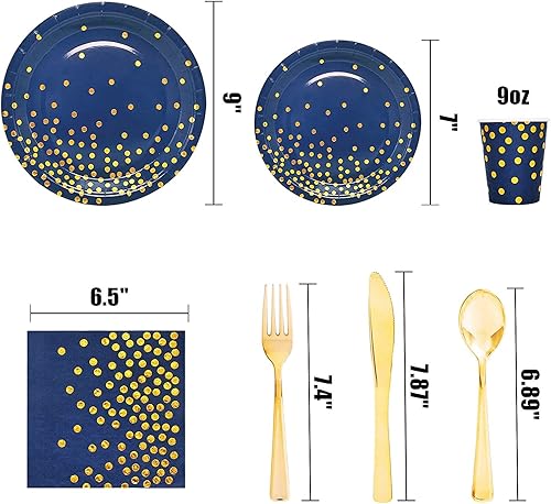 Miniatura 9 de Platos y servilletas de papel plateado, platos de plata desechables, platos de fiesta plateados para 24, 168 piezas de decoraciones de fiesta