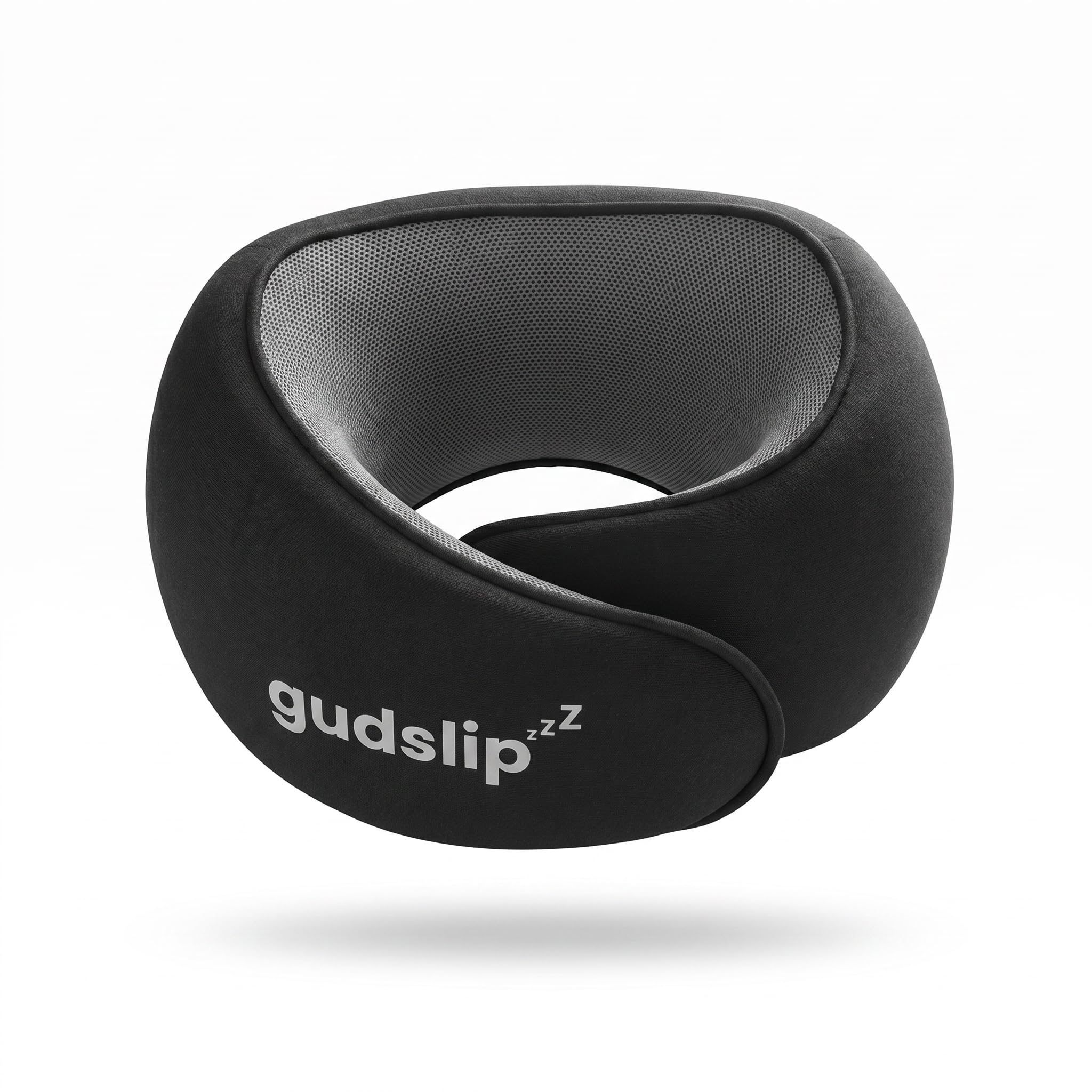 Cuscino da viaggio per il collo GudSlip® | Cuscino cervicale in memory foam regolabile a 360° | Fodera in Modal lavabile | Compatibile con cuffie | Aereo, treno, auto