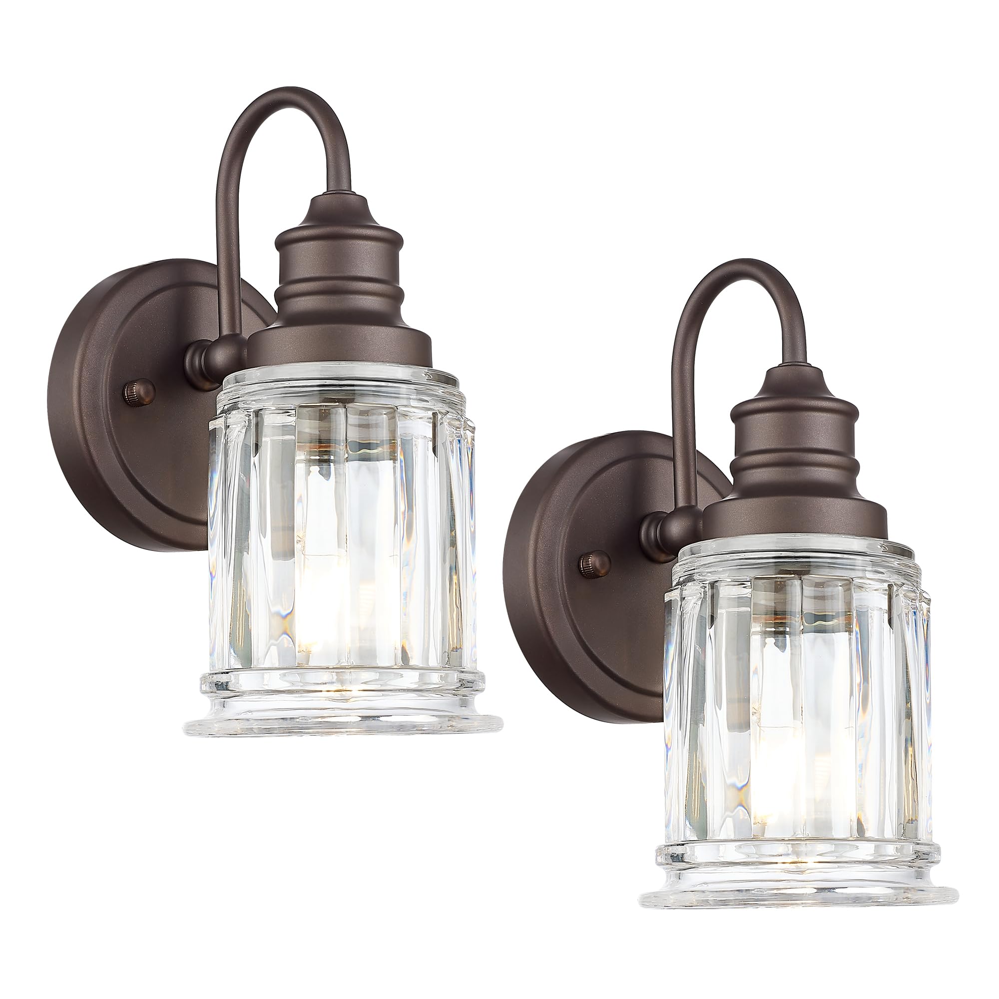 Rustic Wall Sconces Set of Two, HWH Farmhouse Vanity Wall Sconces for Bathroom, 1-Light Wall Sconce Light Fixtures Indoor Wall Lamps for Bedroom, Oil Rubbed Bronze Finish, 5HZG106B-2 ORB