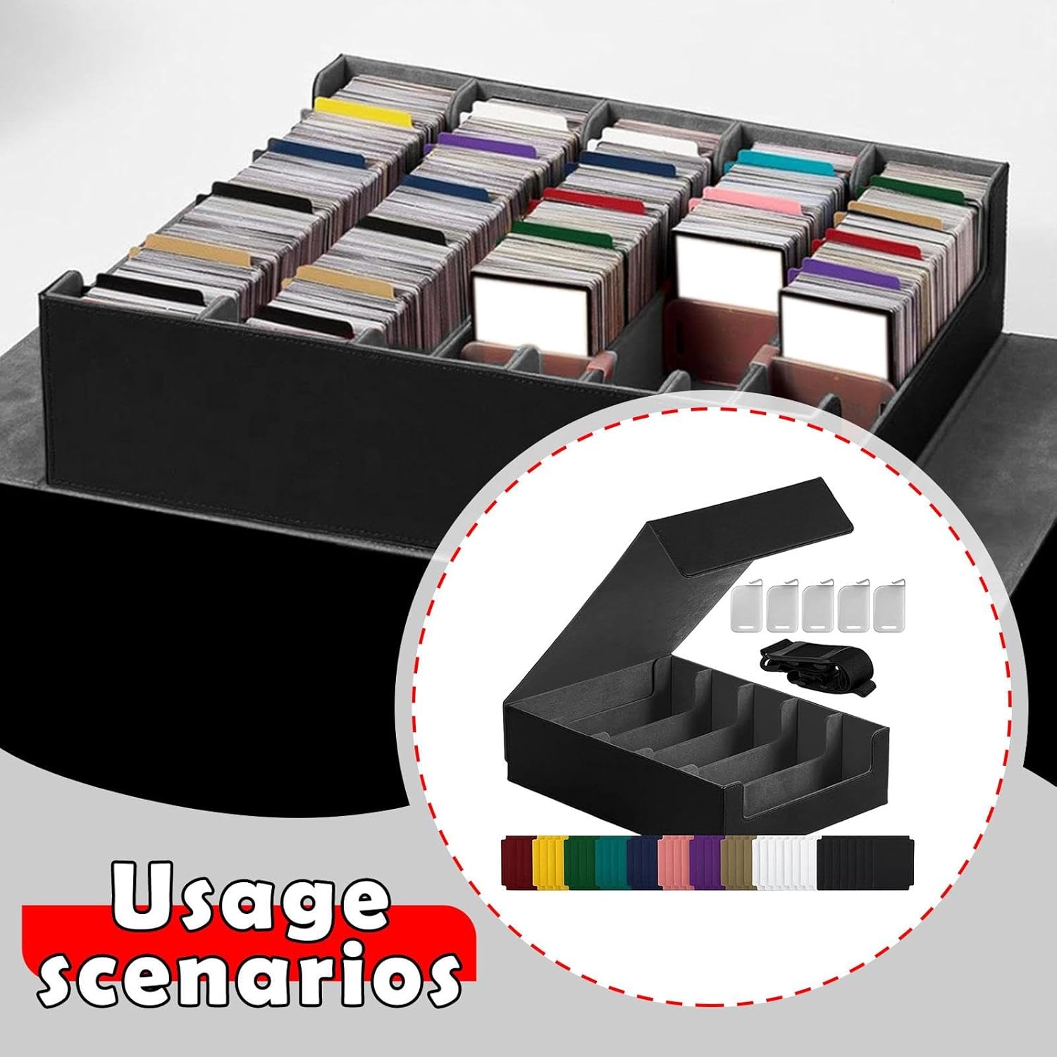 カードボックス 仕切り板付き ゲームカード収納 サポーター付き トレーディングカードケース 大容量 スポーツカード保管 コレクティブ