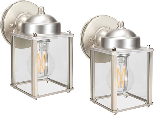 LIT-PaTH Linterna de pared para exteriores, aplique de pared como accesorio de iluminación de porche, base media E26 de 60 W máximo, carcasa de