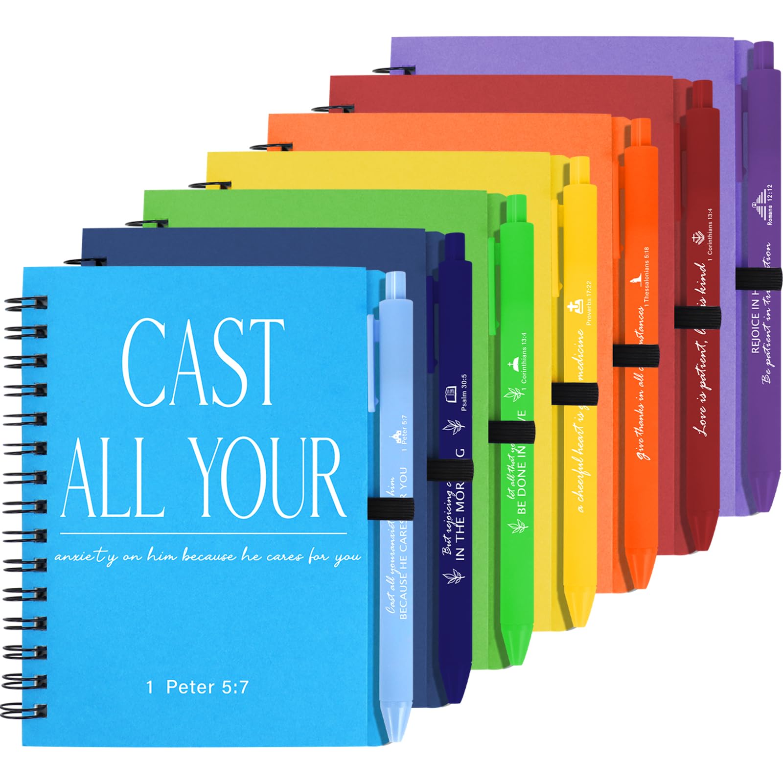 Stylos chrétiens et carnets à spirales multicolores de qualité supérieure - 8