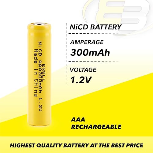 Miniatura 4 de 20 pilas recargables Exell AAA de 1.2 V 300 mAh NiCD para medidores, radios, automóviles híbridos, aplicaciones estáticas de alta potencia