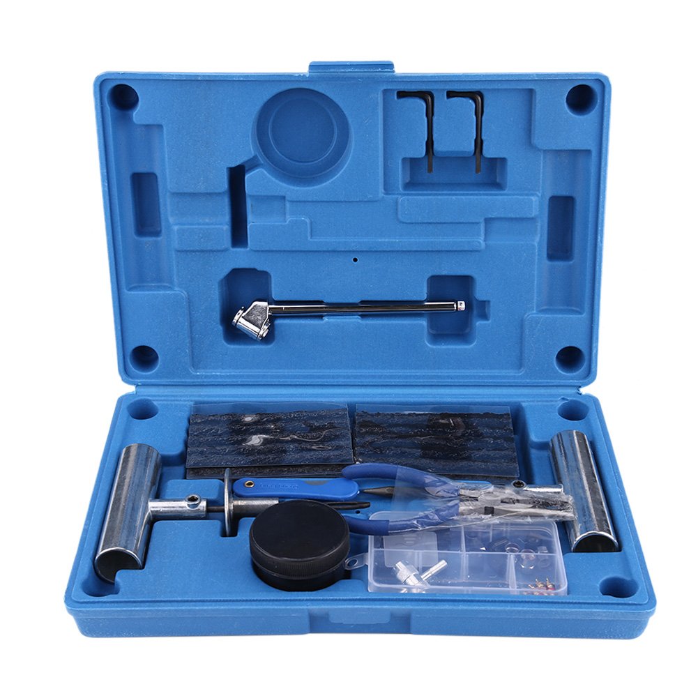 Reifenreparatur Patch Werkzeug Kit, 67pcs Professional Reifen Patch Reparaturwerkzeug mit Patch Rollen Bühnenrad 4mm Bohrer Bit Stecker für Cars Trucks Bikes Scooter Motorrad