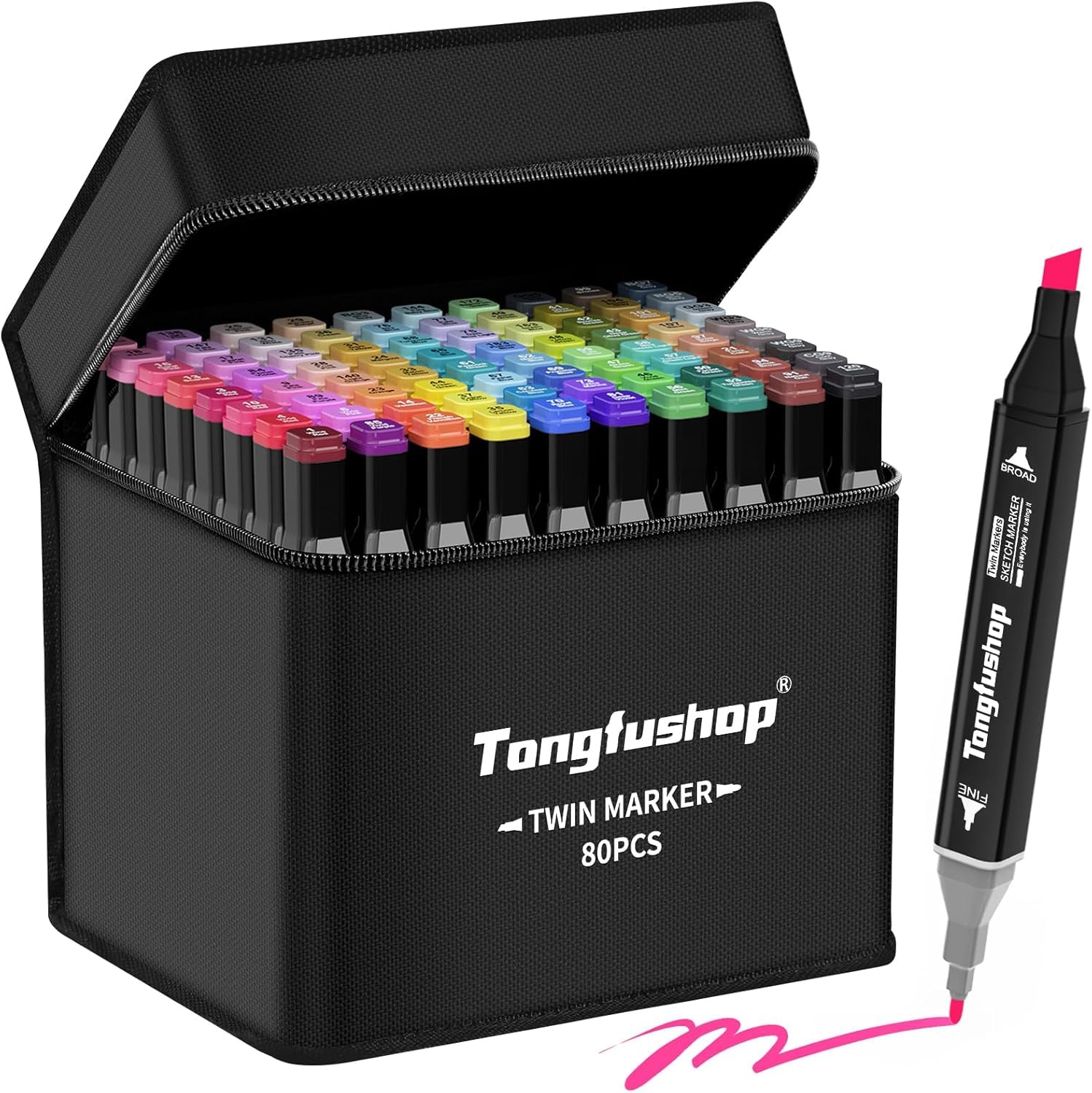Tongfushop 80+2 Rotulador de Colores, Rotuladores Doble Punta Impermeabile, Rotuladores Alcohol para Pintura, Dibujo, Diseño, Representación, Cartas, Carteles, Libros De Colores