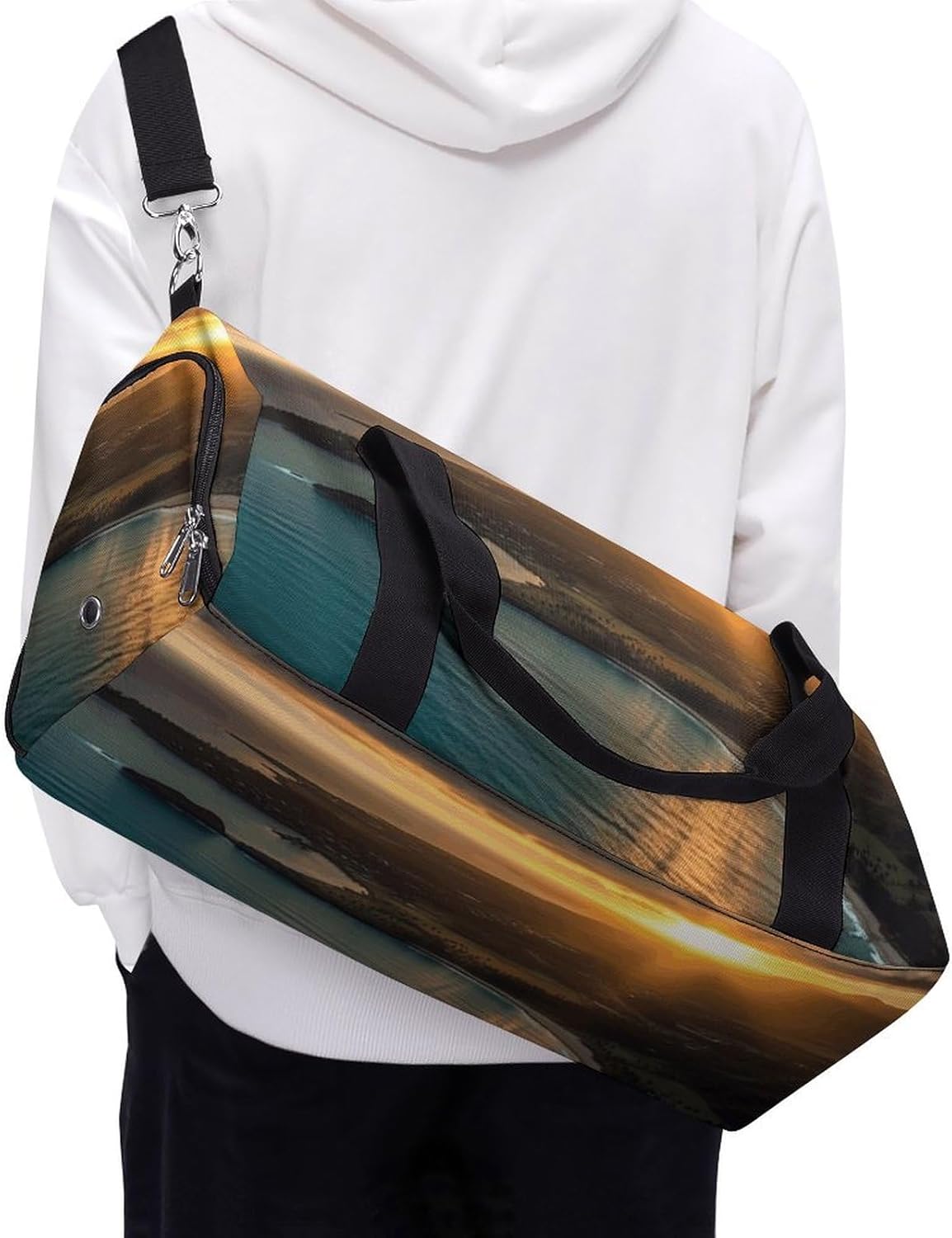 Gym Bag Duffle Bag Sunrise Over Hawaii Printed Yoga Bag Printed Backpack Duffel Bag Small Gym Bag for Travel Sports