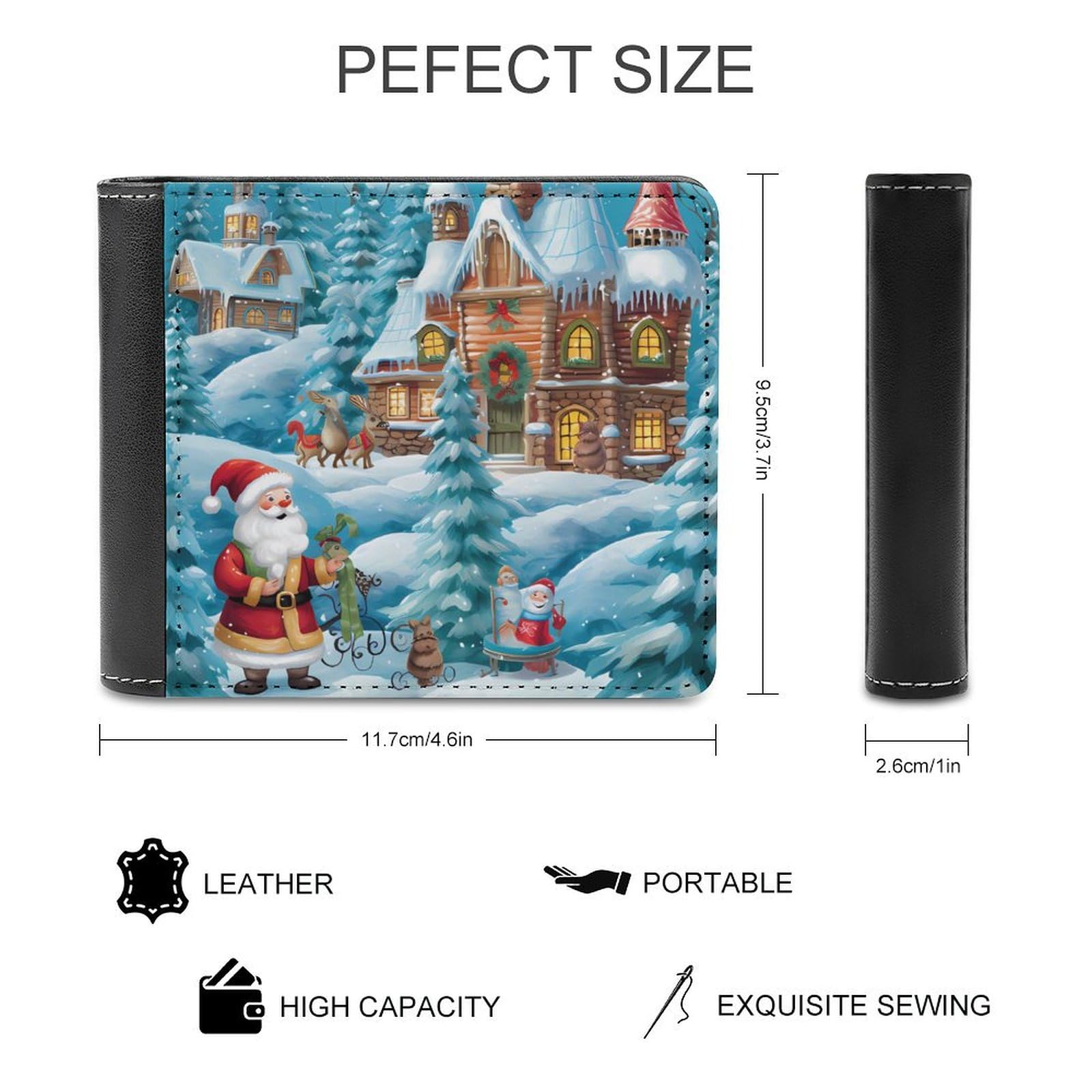 Snowman Gnome And Santas House Funny Men's Slim Bifold Wallet with Multiple Card Slots Front Pocket Purse