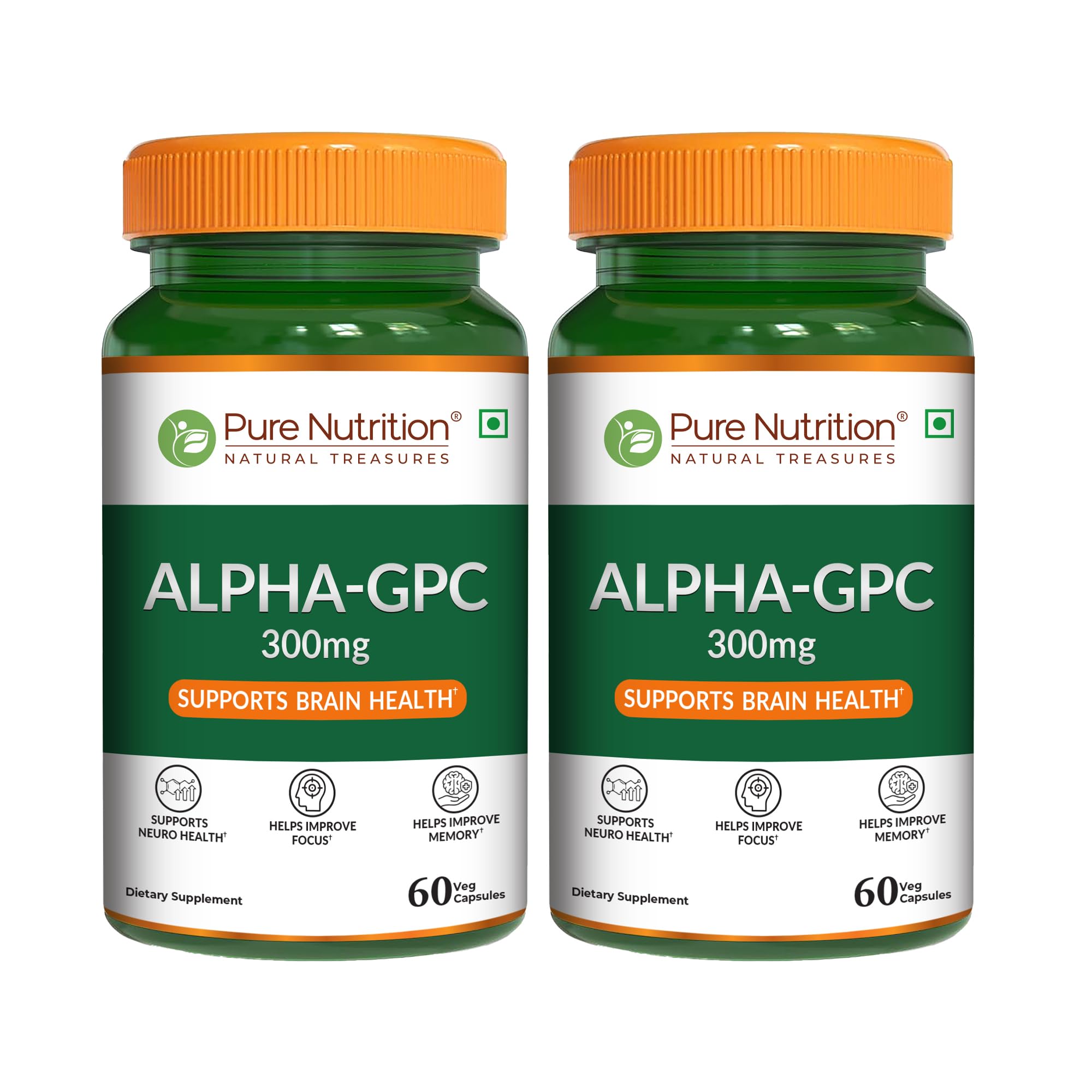 Pure Nutrition Alpha GPC (300mg) – 120 Veg Capsules (60 X 2) | Helps to Improve Focus, Mental Clarity & Memory | Brain Health Supplement for Men & Women | Nootropic Formula-image-13