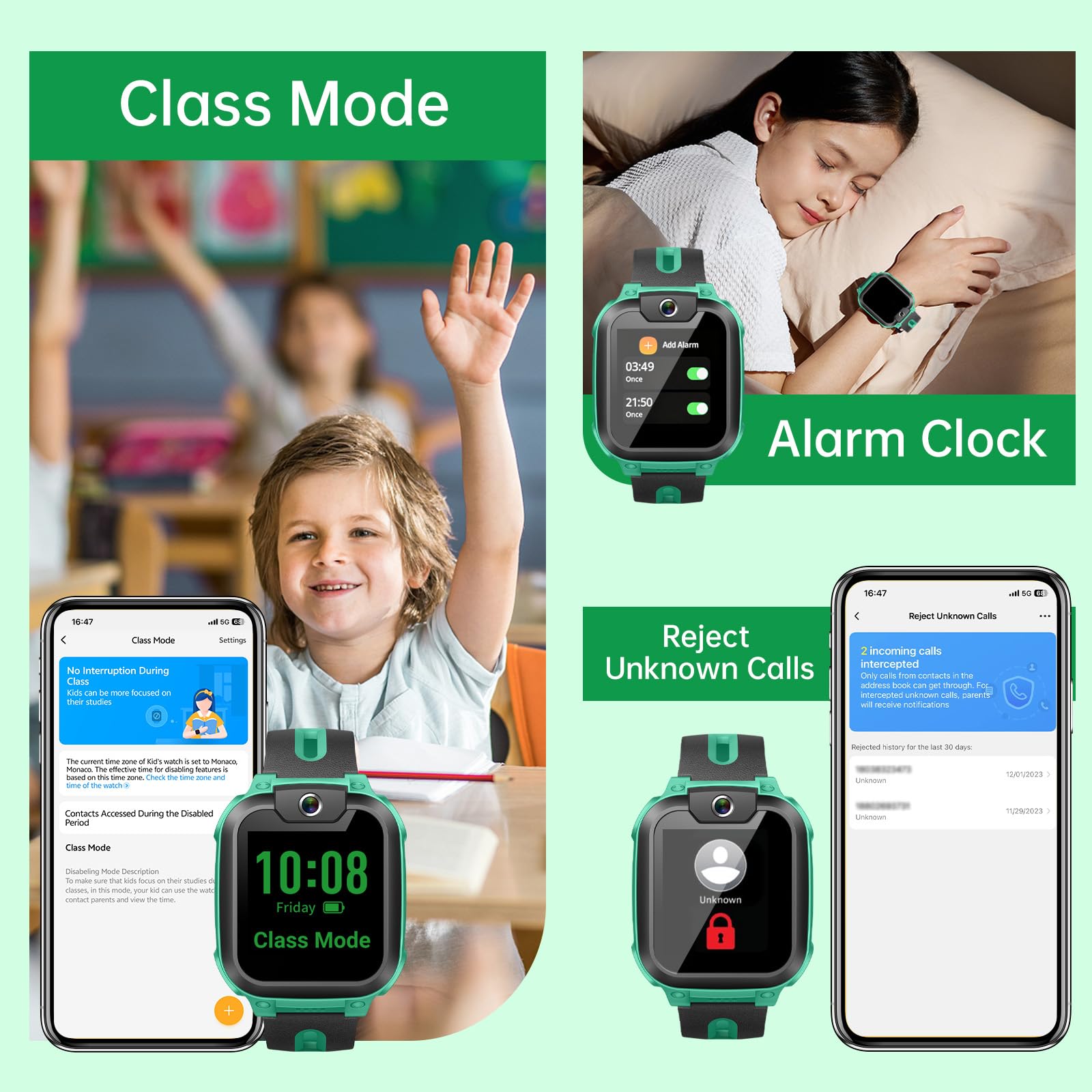 imoo Z1 Reloj Inteligente niño，smartwatch niños con GPS y Llamadas， 4G Smartwatch Niños con Tarjeta SIM y Video HD，IPX8 Reloj Inteligente niño Resistente Agua (Z1, Verde)