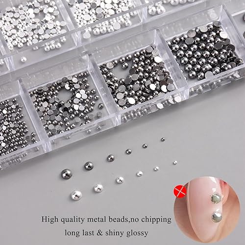 Miniatura 10 de Cuentas de uñas de burbujas Aurora 3D, cuentas de sirena de cristal mixto para uñas, juego de diamantes de imitación de arte de uñas con pinzas,