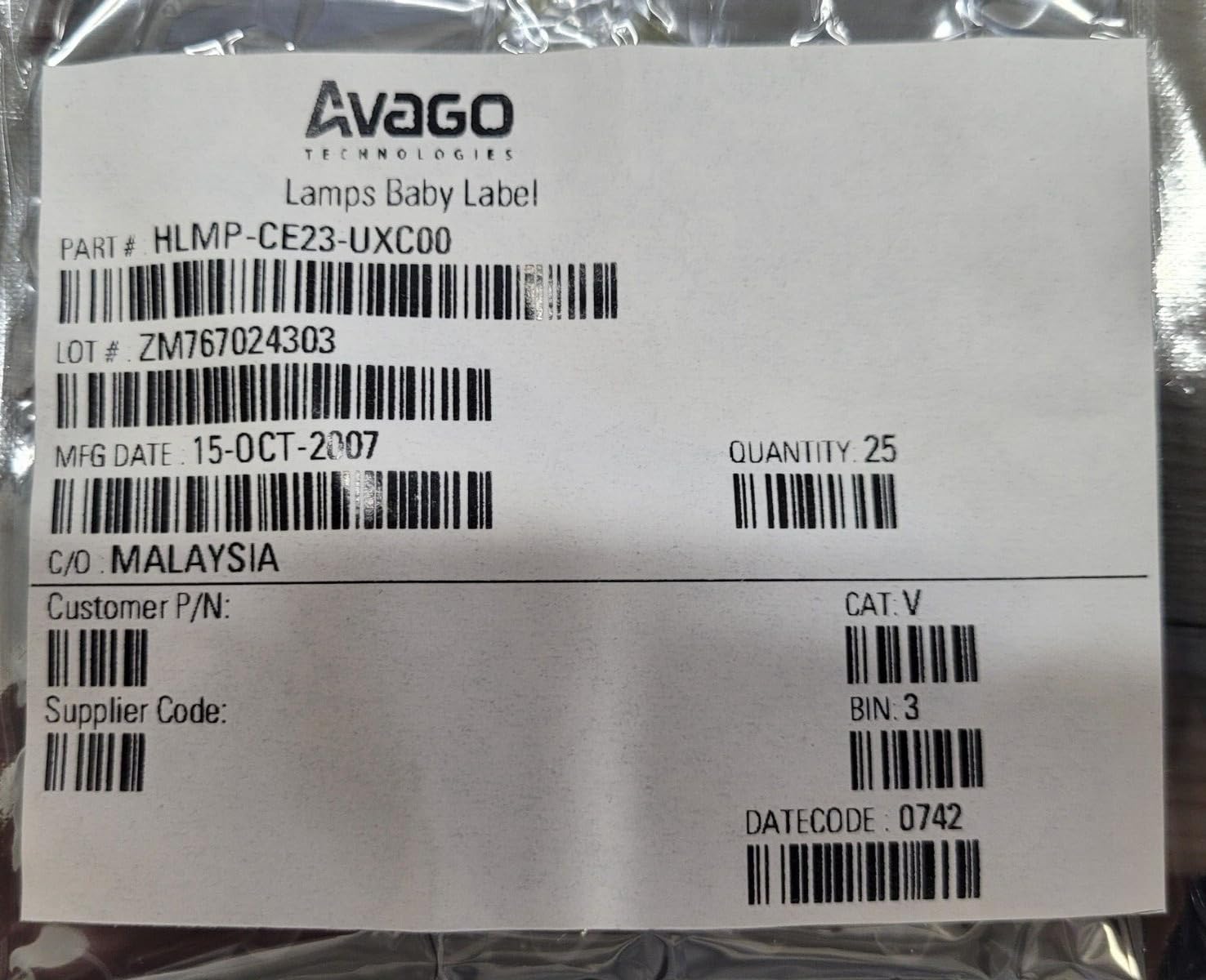 (1 PC) HLMP-CE23-UXC00 AVAGO LED Cyan Clear T-1 3/4 T/H