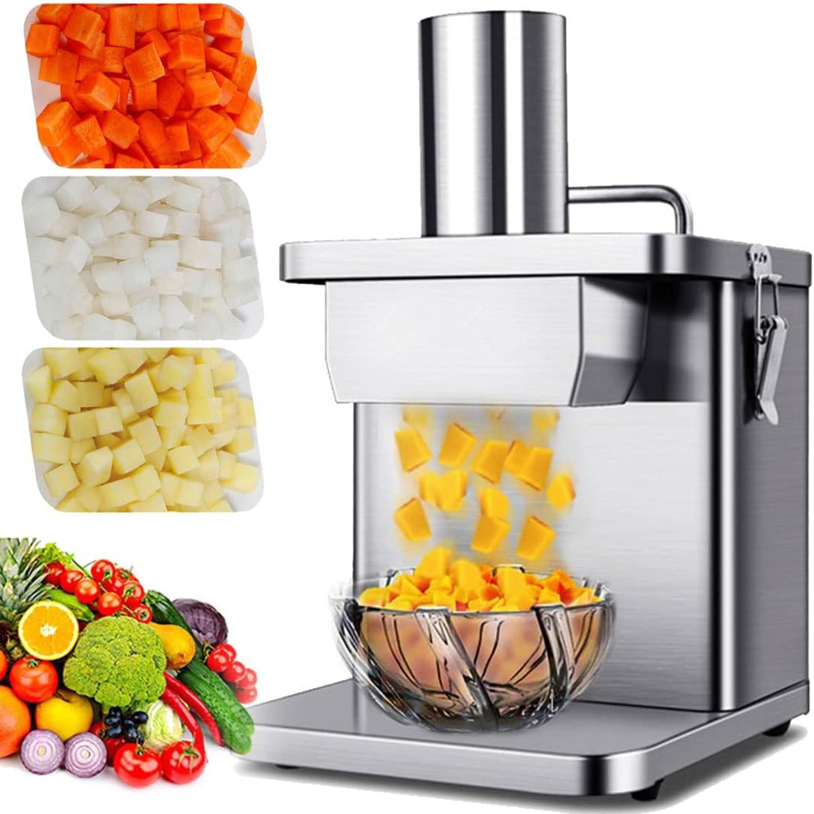 Máquina para Cortar en Cubitos de Verduras Máquina Comercial para Cortar en Cubitos de Verduras, Cortadora Eléctrica de Verduras, Zanahorias, Pepinos