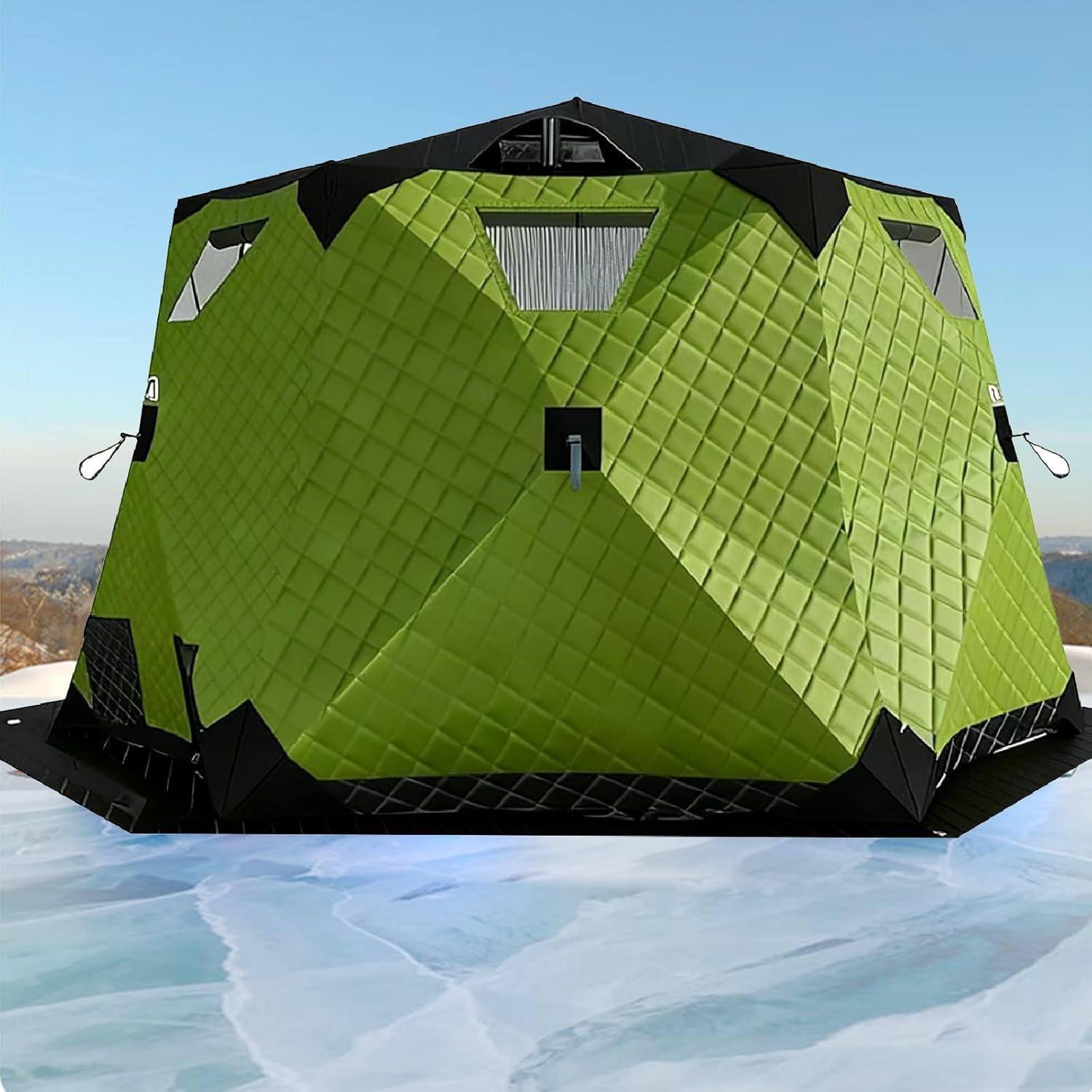 Tragbarer Eisfischerunterstand, Winter-Angelzelt mit Belüftung, langlebig wetterbeständig für Wintercamping und Angeln