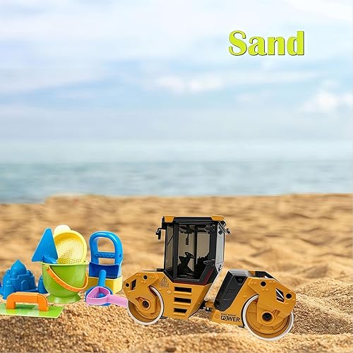 Miniatura 3 de Brachiosaur Juguete de rodillo de doble tambor de metal a escala 150, vehículos de construcción de metal, modelo de rodillo de carretera, juguetes