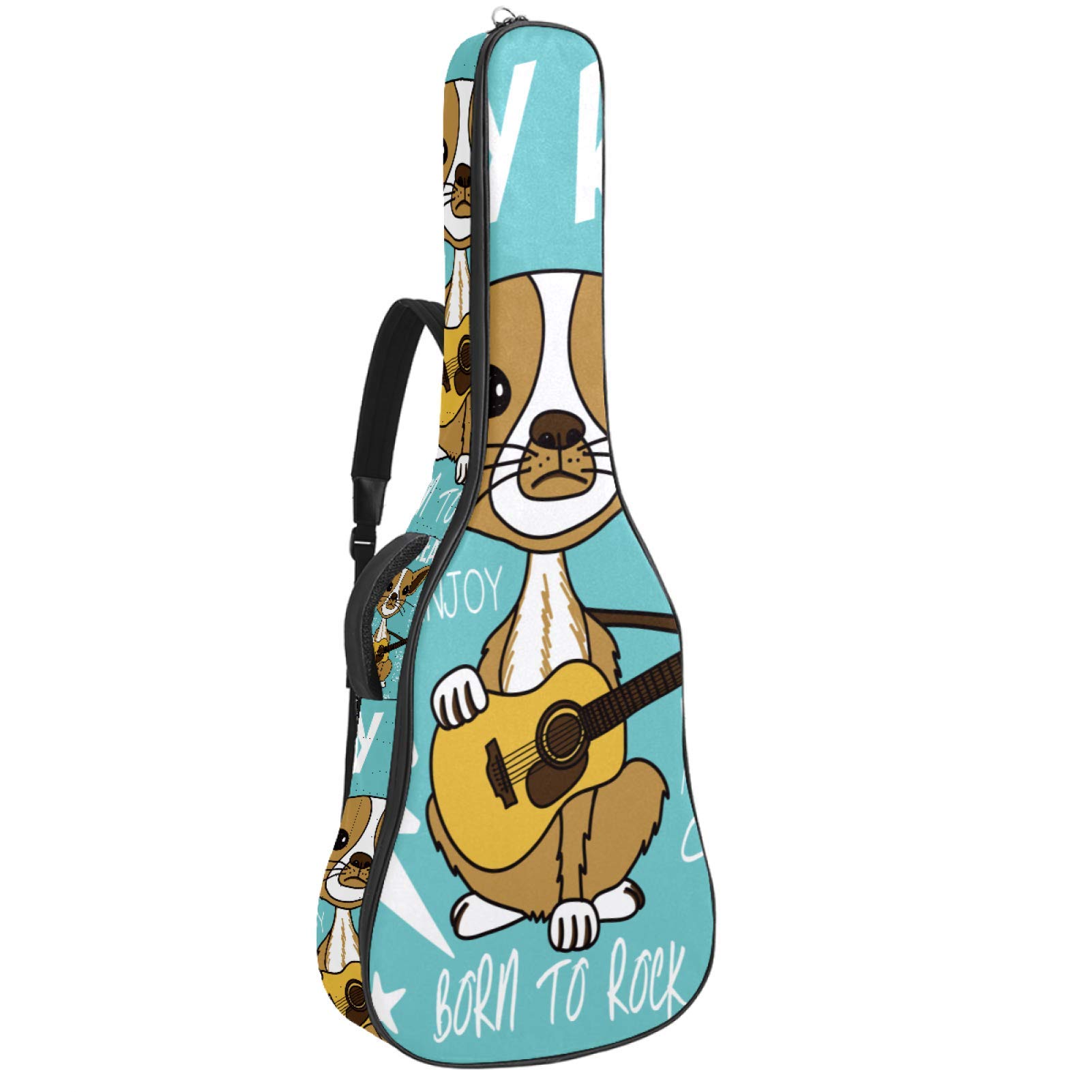 Borsa per chitarra impermeabile con cerniera morbida zaino per chitarra, basso acustico e classico folk chitarra elettrica rock cat citazione verde