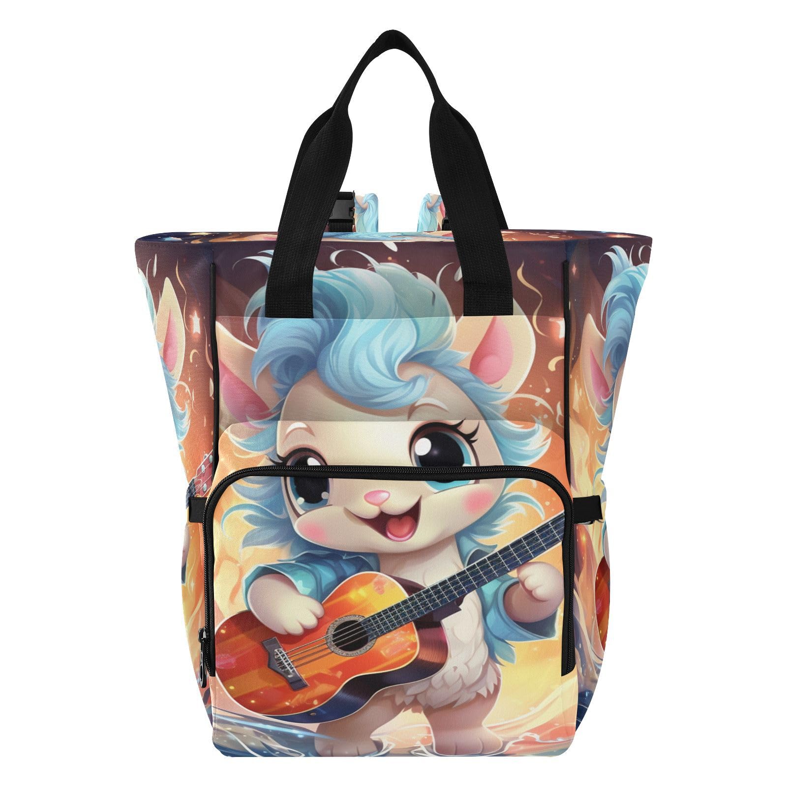 Musicale Giocoso Unicorno Blu Borsa per Pannolini Zaino Grande Capacità Borsa Mamma per Viaggia All'aperto