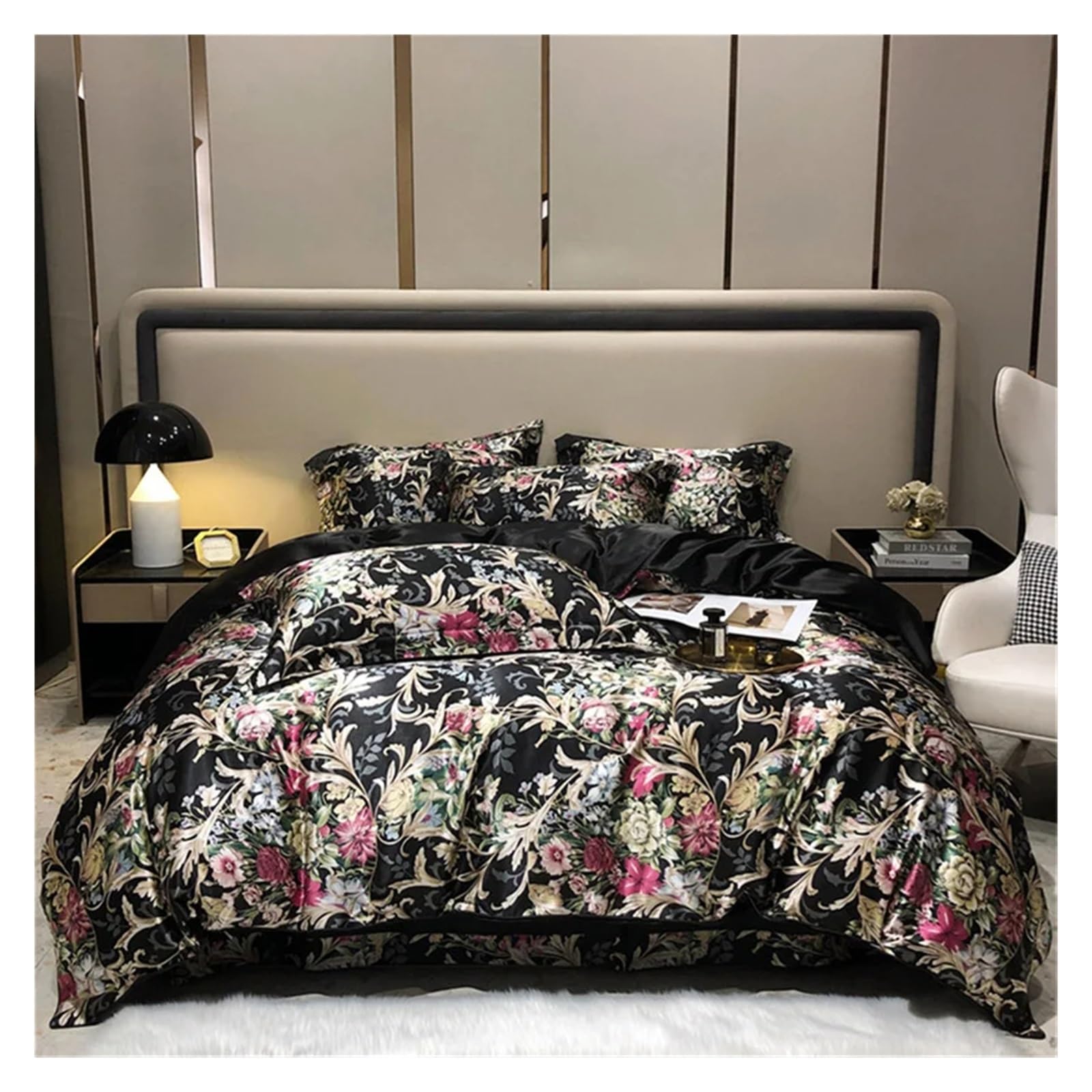 Sbcgfy D Silk 4 Pieces Comforter Bedding Set, 1Pc Uvet Cover, 1Pc Be Sheet, 2Pcs Pillowcases, Luxury Home Textiles Bedclothes,Cotton Uvet,-Queen Size 1.8M Be 4Pcs