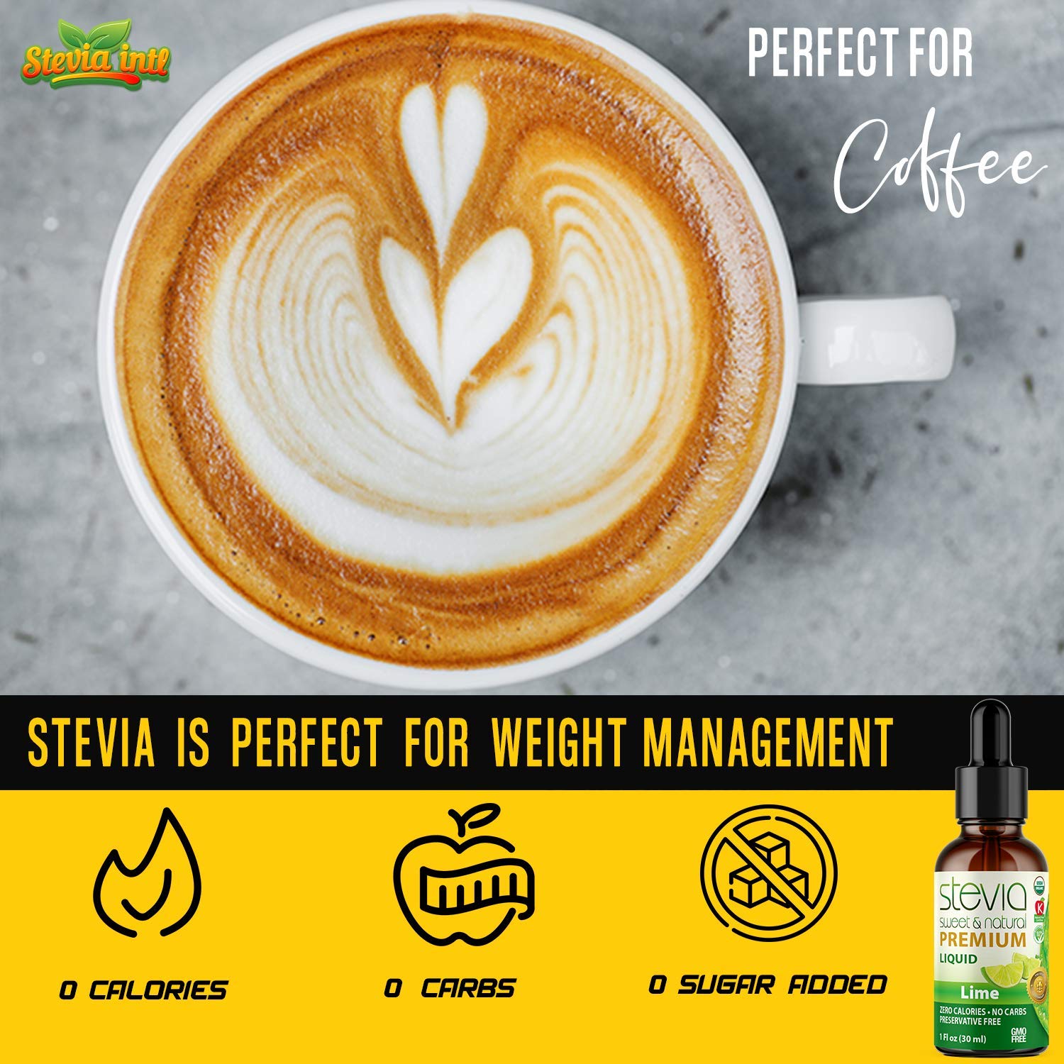 Lime Premium Quality Stevia Drops. Organic Liquid Stevia, Sugar Substitute, Naturally Sweet, Non-Bitter, 0 Calorie, 0 Carb, NON-GMO, Diabetic & Keto Friendly (1oz) Glass Bottles (Pack of 3)