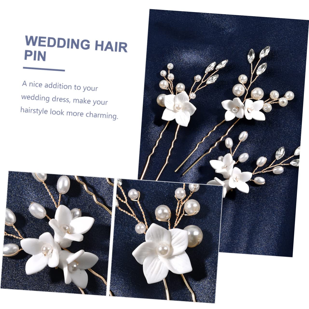 DOITOOL 12stücke Hochzeit Haarnadeln Mit Perlen Und Blumen Für Bräute U-förmige Haaraccessoires Für Hochzeiten Und Besondere Anlässe Eleganter Haarschmuck Für Brautjungfern Und