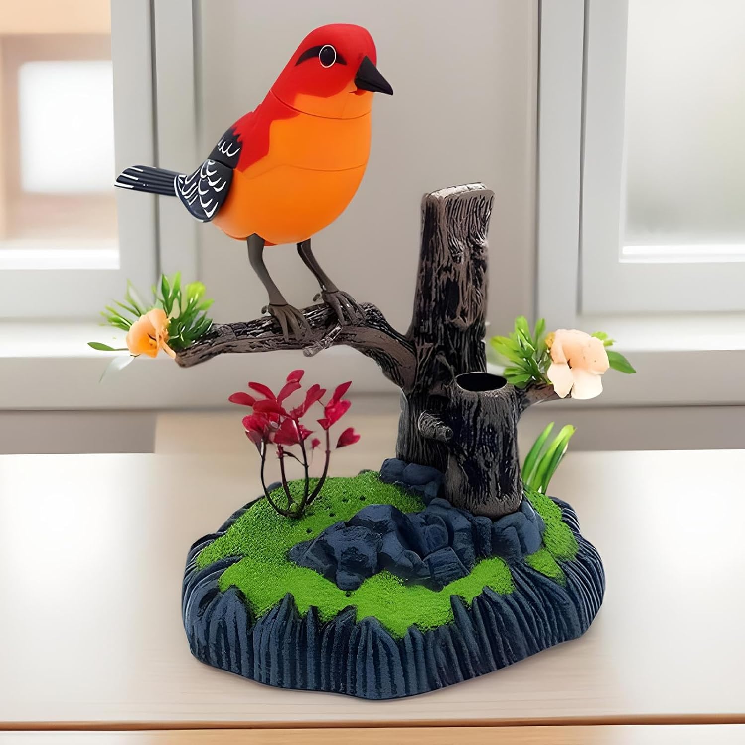 Simulation Electronic Bird, Cute Chirp Pen Holder, Realistic Decorative Bird with Interactive Sounds, Desk Accessory, Fun Gadget with Sturdy Design, for Kids and Adults Bedroom