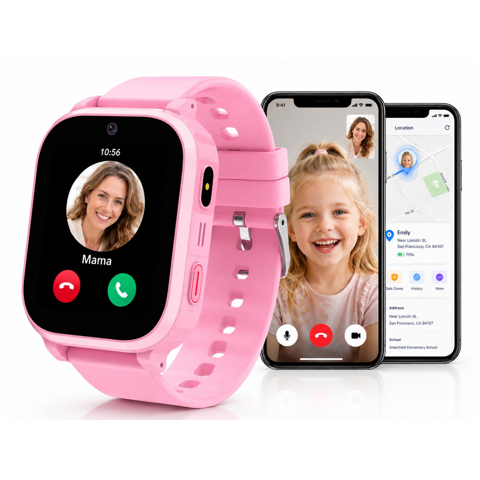 4G Reloj Inteligente Niño con GPS y Llamadas Videollamada Teléfono | IP68 Impermeable Reloj GPS Niños Localizador y Llamadas Smartwatch Niños SOS Chat Despertador Juego Estudiante Regalo