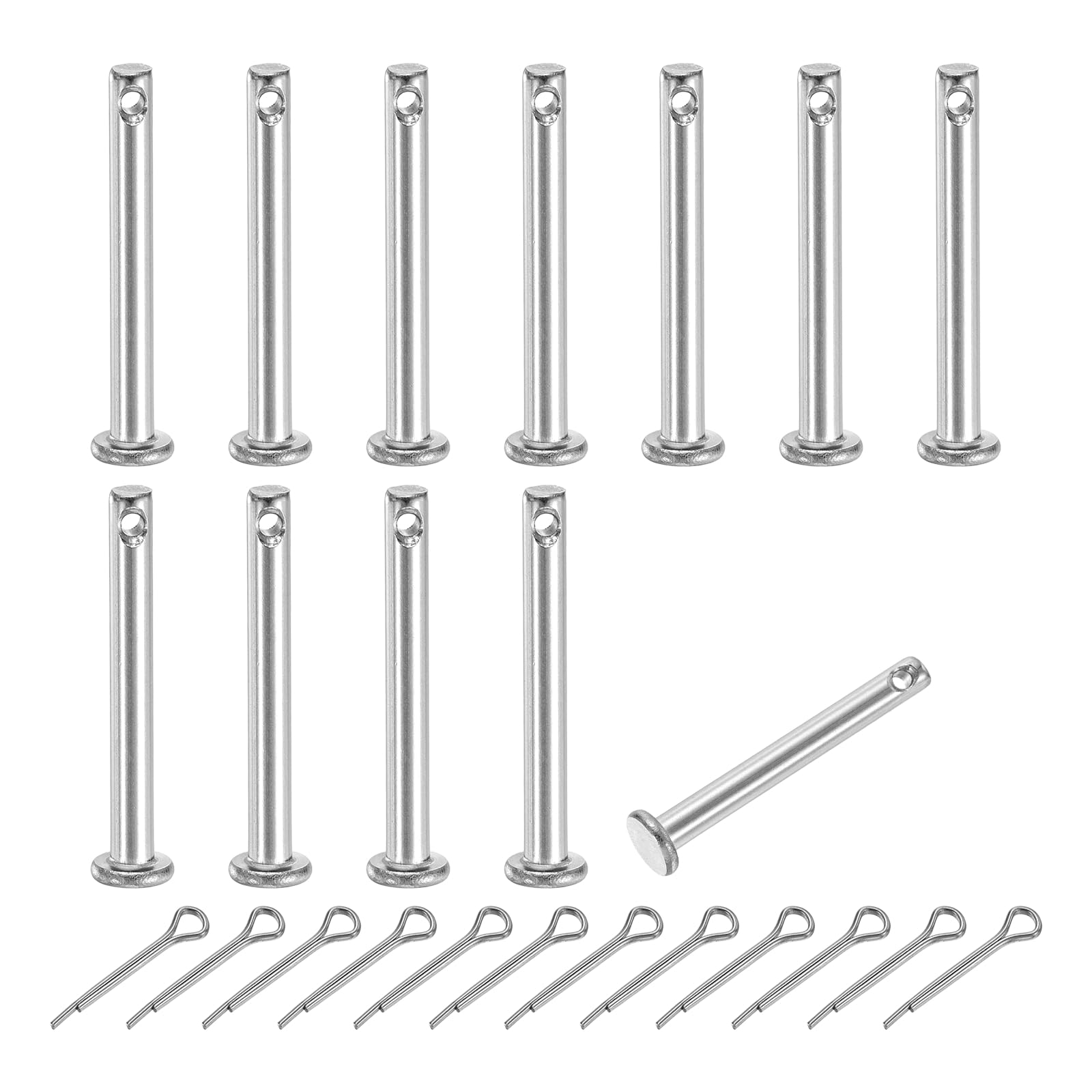 sourcing map 12Pcs M3x25mm Clevis Pins, 304 Stainless Steel Single Hole Flat Head Clevis Pin Hairpin Location Pin with Cotter Pins for Trailer Latch Mechanics Repair Furniture Installation