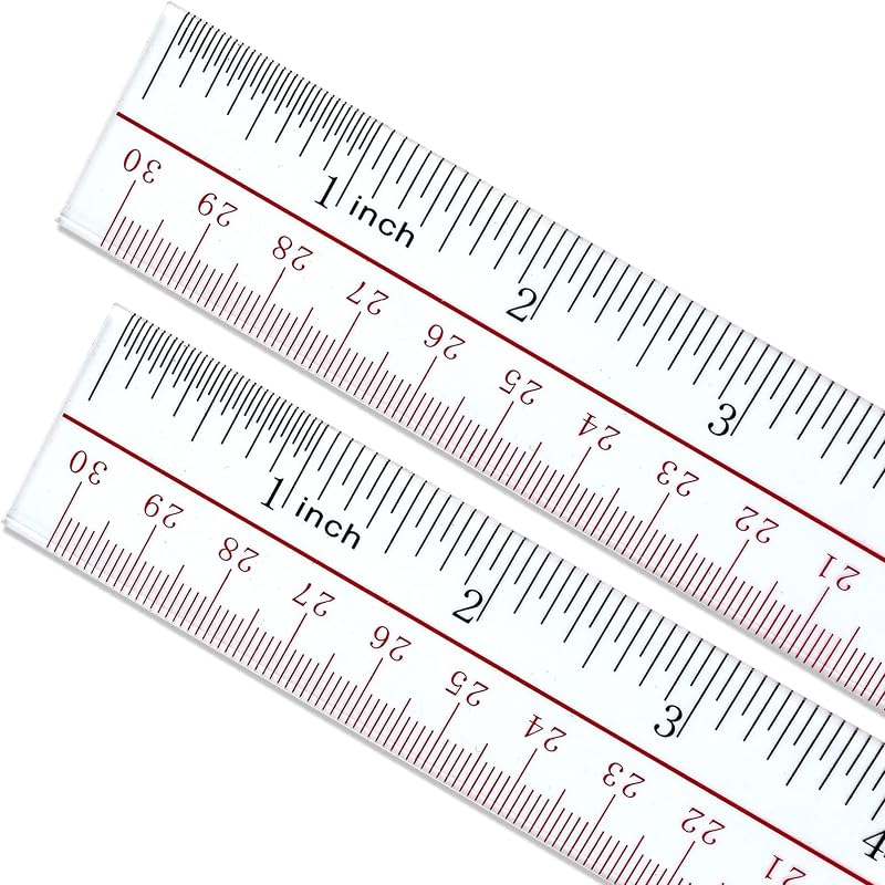 Ruler 12 inch, Clear Plastic 12 inch Ruler, Apply to Rulers for Kids and Office Use Measuring Tools, Transparent Metric Straight with Inches and Centimeters, Ruler Set Pack of 2