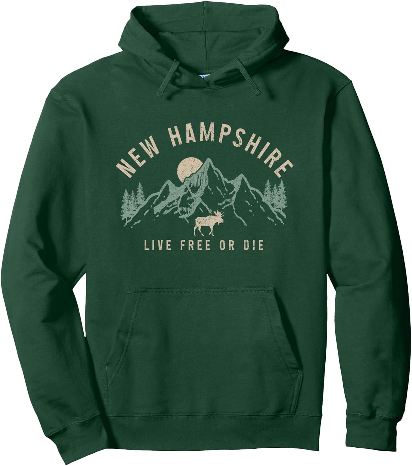 New Hampshire Vintage Pride Mountains Moose Pullover Hoodie