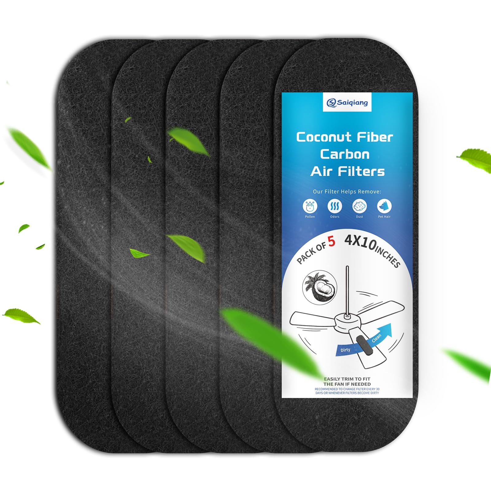 Snapklik.com : SAIQIANG Coconut Carbon Ceiling Fan Filter, 5-Pack For ...