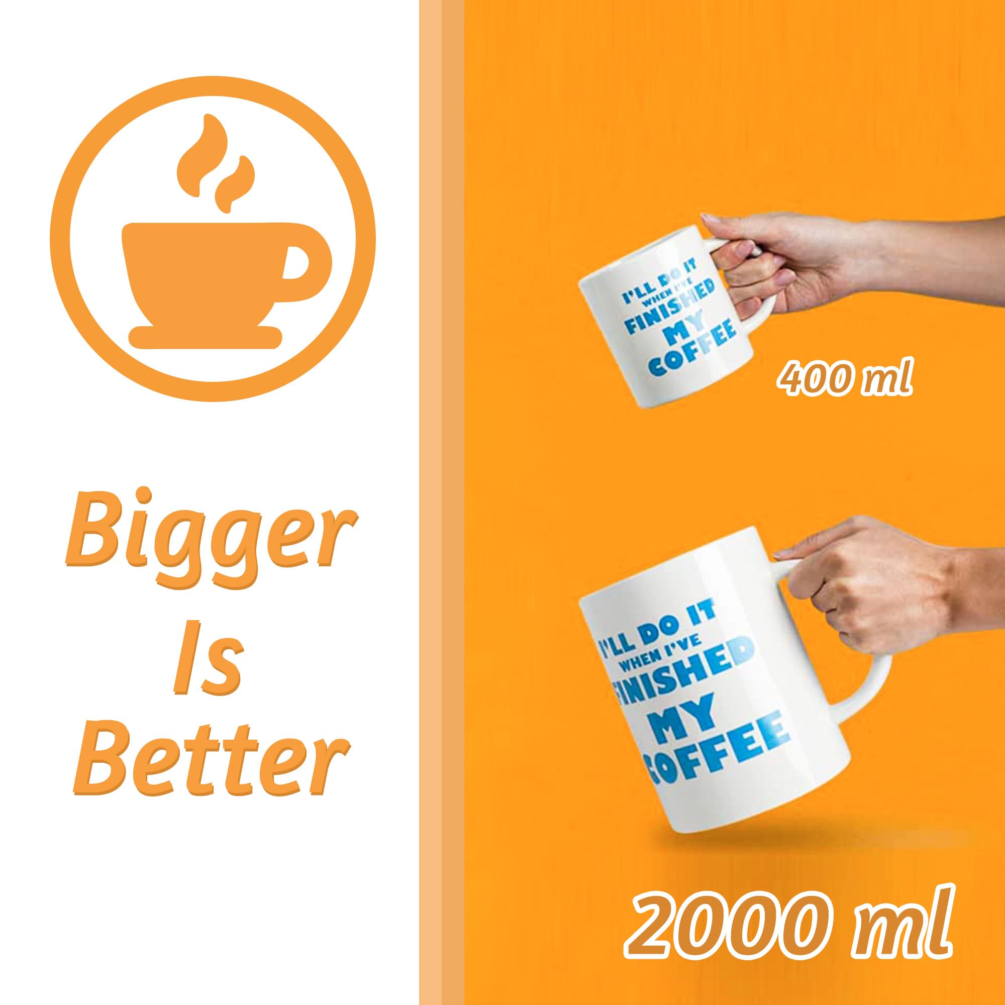 YOBRO Extra Large Ceramic Giant Coffee Mug 67oz (2 Litre) Original Gift for  Men, Colleague or Office - Funny Gift for Any Anla (Blue) : Amazon.com.be:  Home & Kitchen
