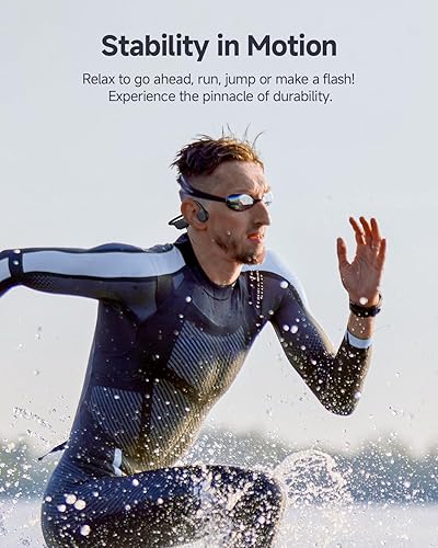 Miniatura 6 de PSIER Auriculares de conducción ósea IPX8 impermeables para natación, auriculares abiertos con modo MP3, memoria de 32 GB, hasta 8 horas de