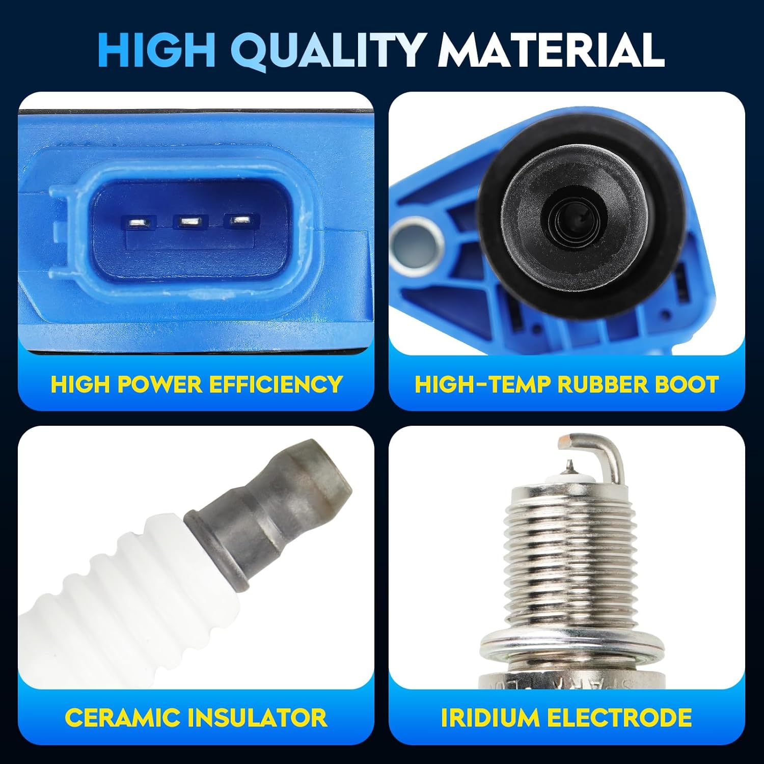 Ignition Coil Pack + Iridium Spark Plugs, for Honda Odyssey 3.5L V6 1999-2007, Accord 3.0L V6 2000-2002, for Acura TL 3.2L V6 1999-2003, 3.2L V6 CL 2001-2003, Replaces UF242, 6 Sets