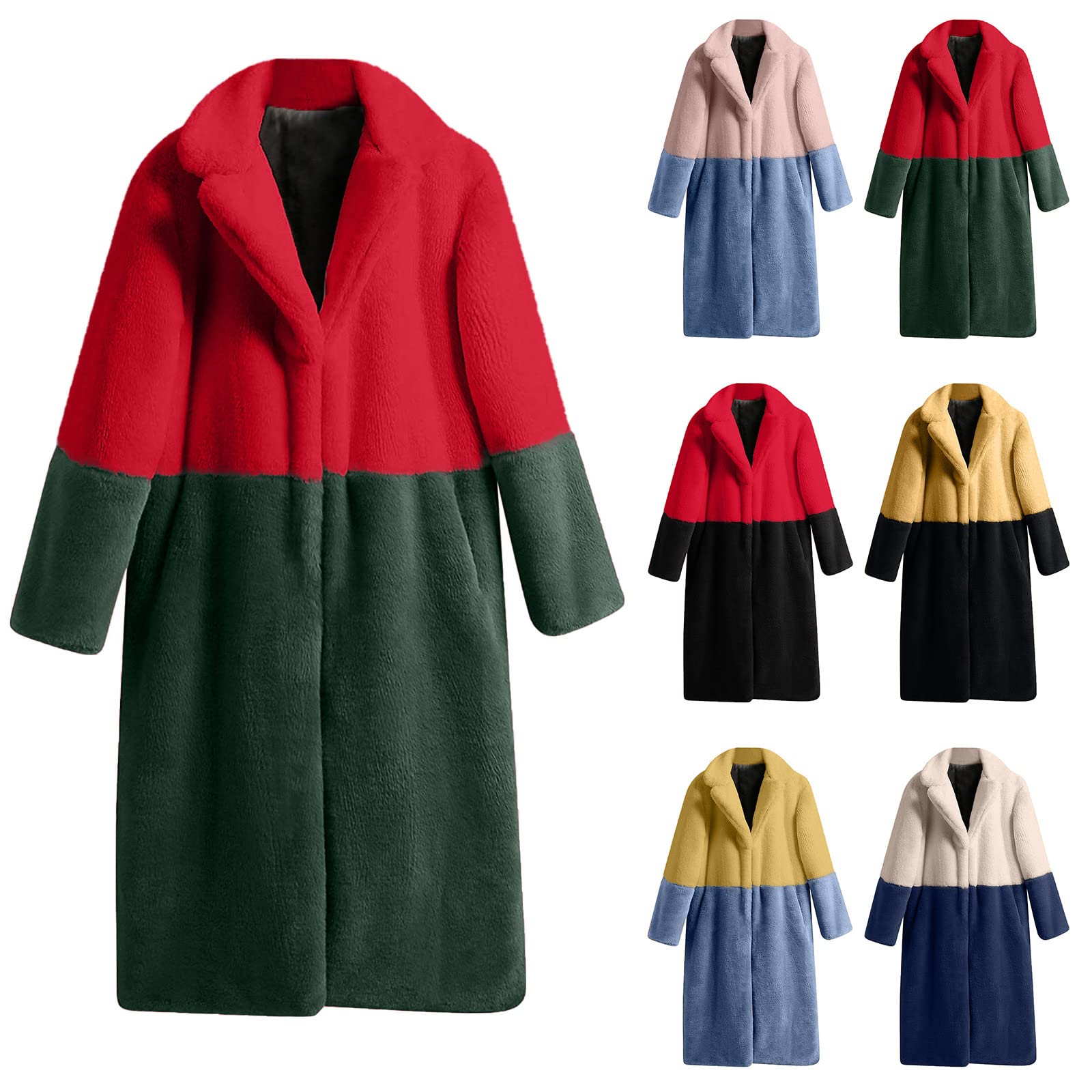 Manteau en fourrure synthétique pour femme - Élégant - Couleur unie - Manteau d'hiver moelleux - Veste d'hiver longue en fourrure synthétique - Veste de transition - Grandes tailles - Veste en