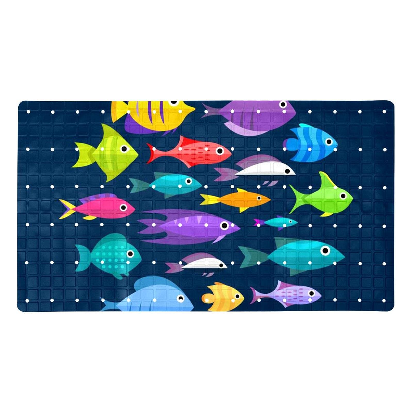Tapis de baignoire antidérapant à ventouses et trous drainage