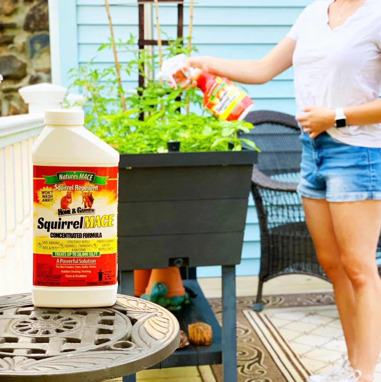 Nature's Mace Squirrel Repellent for Outdoors, Chipmunk Deterrent for Attic, Garden, Car, Keep Out of Garden, Bird Feeders, Fruit Trees, Yard, Plants (1 Gallon Concentrate)
