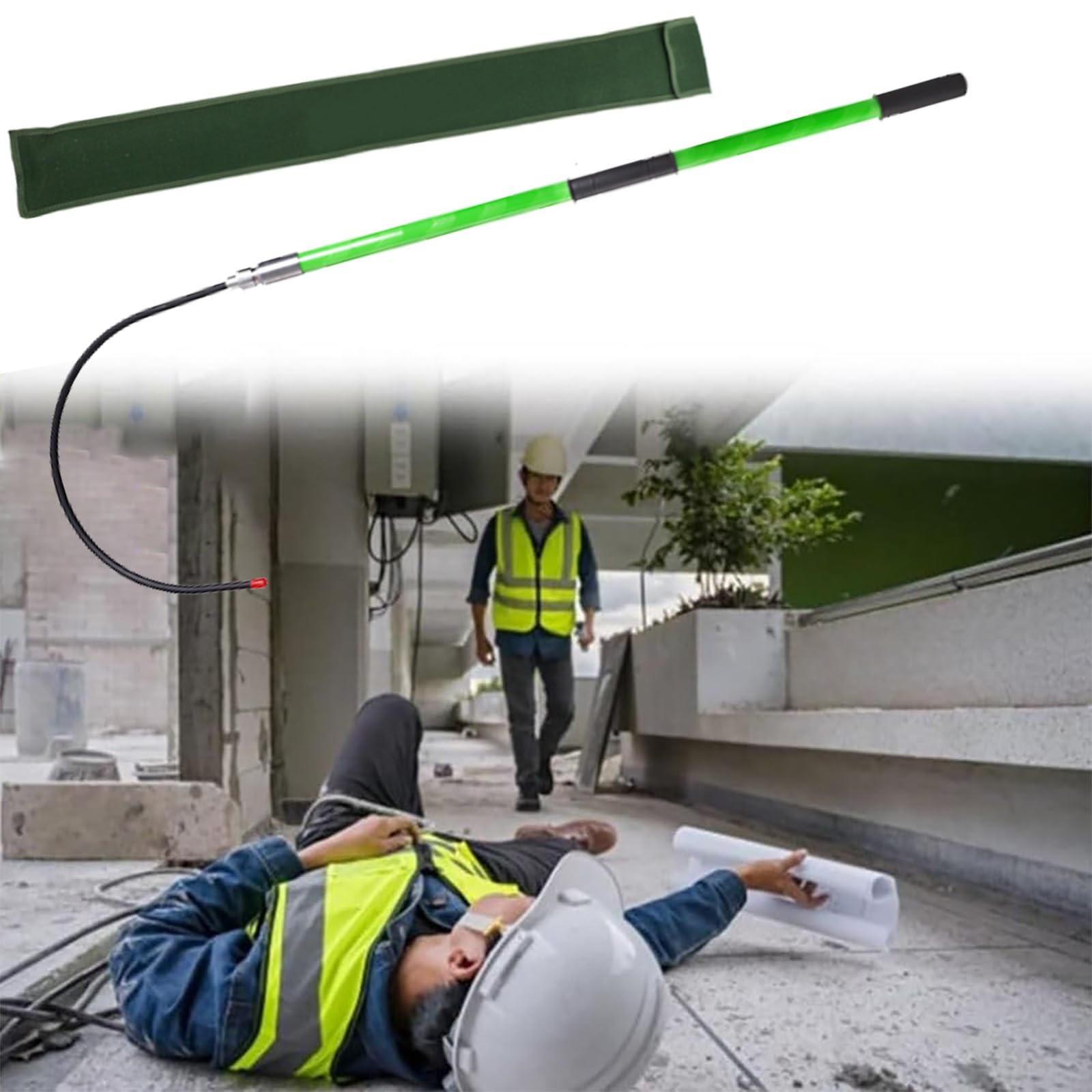 MSHGSKU Electrocution Emergency Rescue Pole with Insulated Hook, Portable Electrical Safety Tool, 2m/6.5ft Insulated Rescue Hook with Storage Bag - Green Color