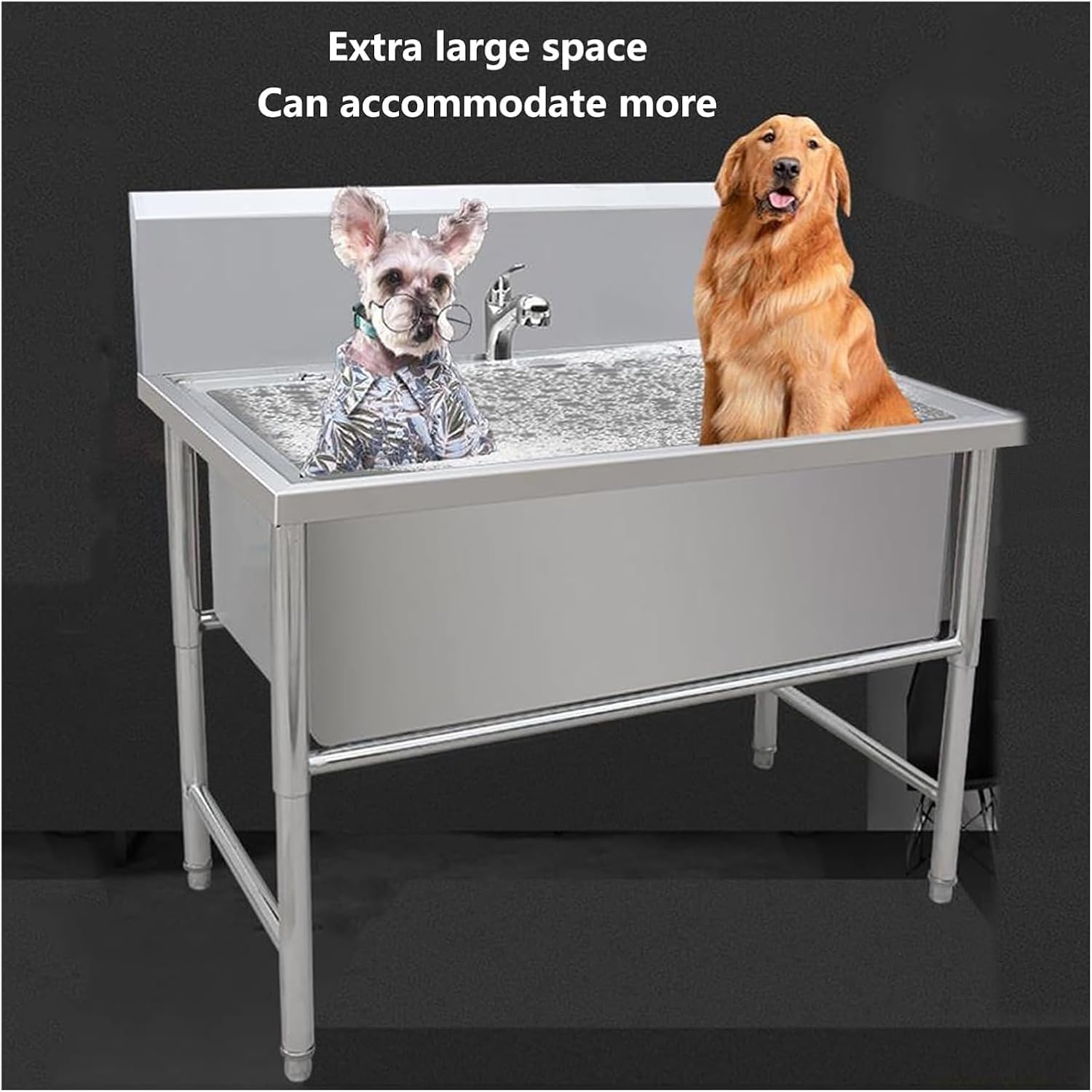 Large Dog Bathtub Dog Bathing Station for Home,Stainless Steel Professional Pet Dog Grooming Bath Tub,Pet Washing Station Sink Shower,Small Dog Washing Station(120cm/47.2in)
