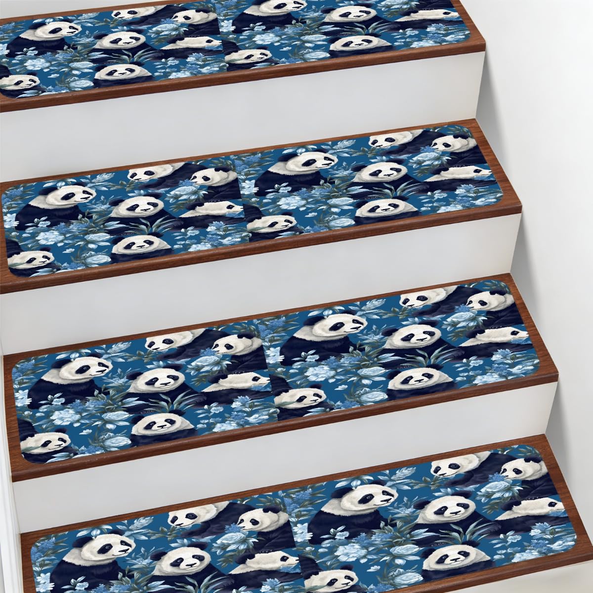 Protectores de escalera de flores azules Mexpekil de diseño exclusivo
